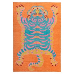 abc carpet Orange Contemporary Tiger Wool Rug - 5'7" x 7'12"