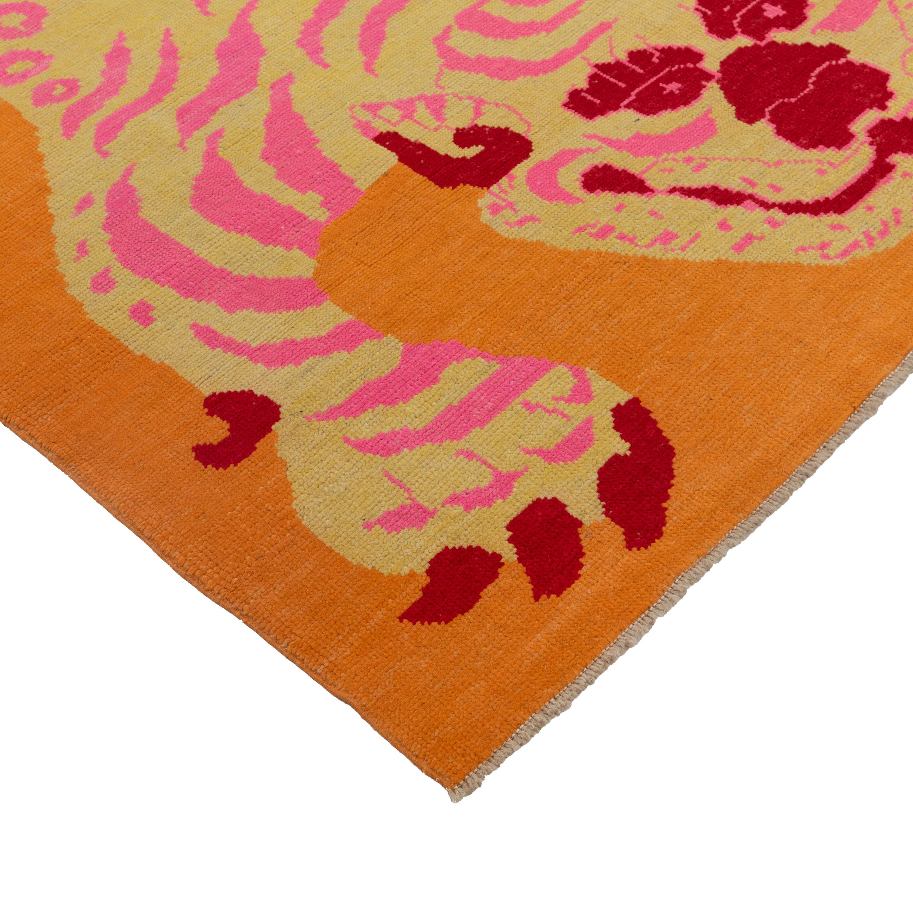 abc carpet Orange Tiger Modern Turkish Wool Rug - 6'11