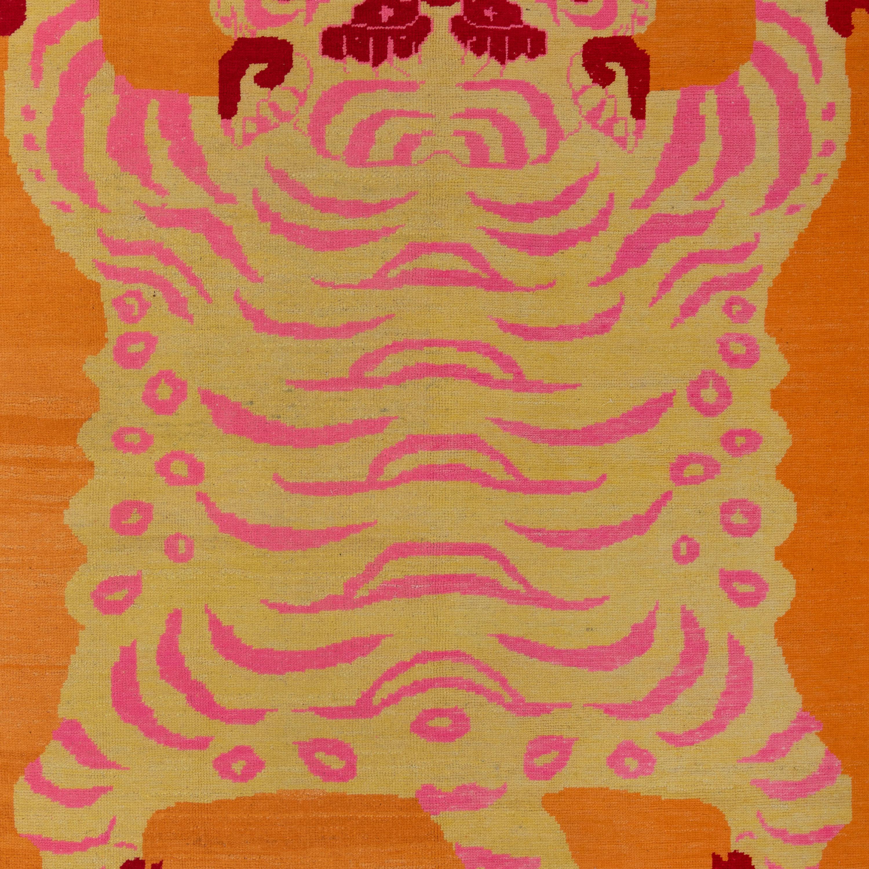 Contemporary abc carpet Orange Tiger Modern Turkish Wool Rug - 6'11