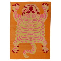 abc carpet Orange Tiger Modern Turkish Wool Rug - 6'11" x 9'10"