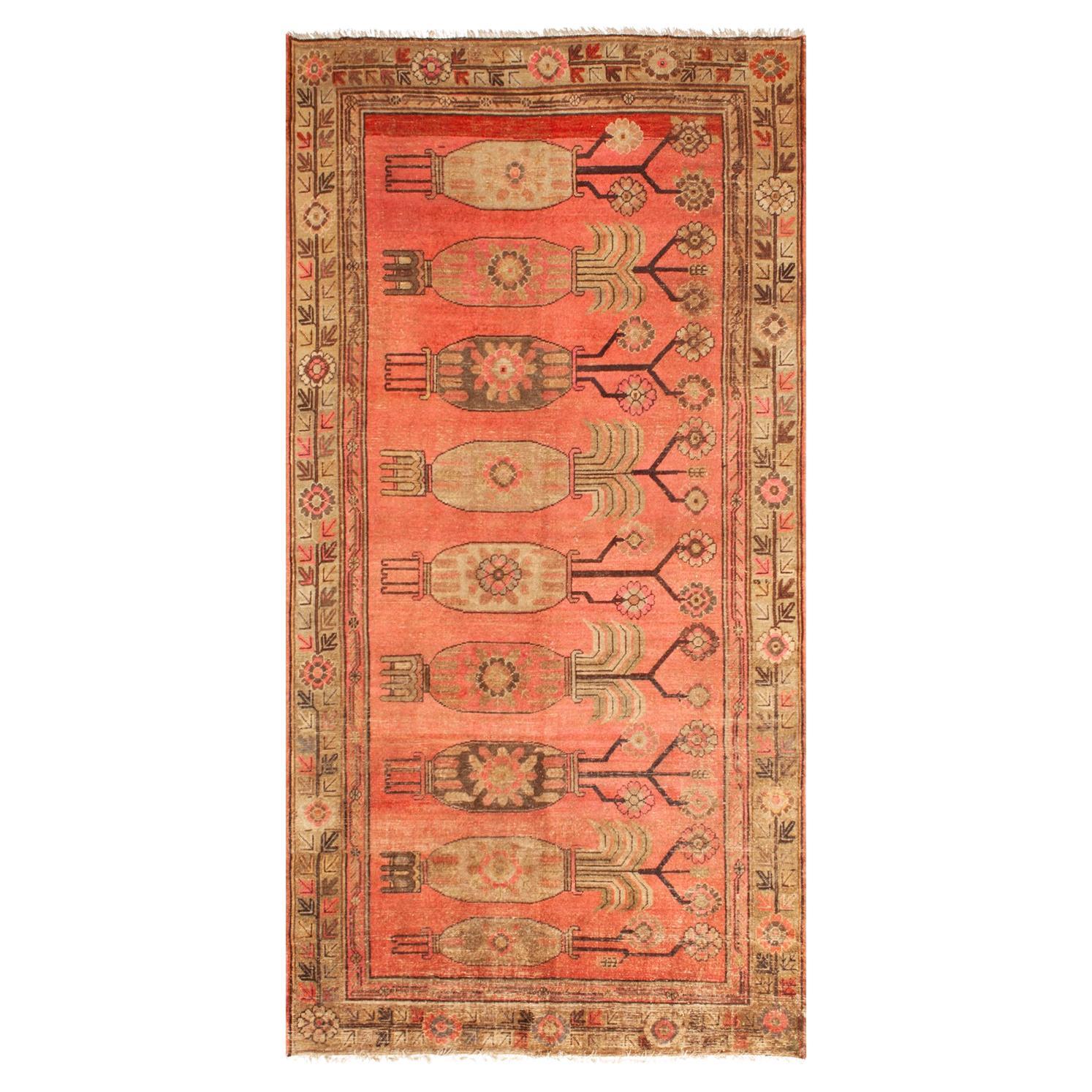 abc carpet Orange Vintage Traditional Wool Kohtan Rug - 5'4" x 10'9" For Sale