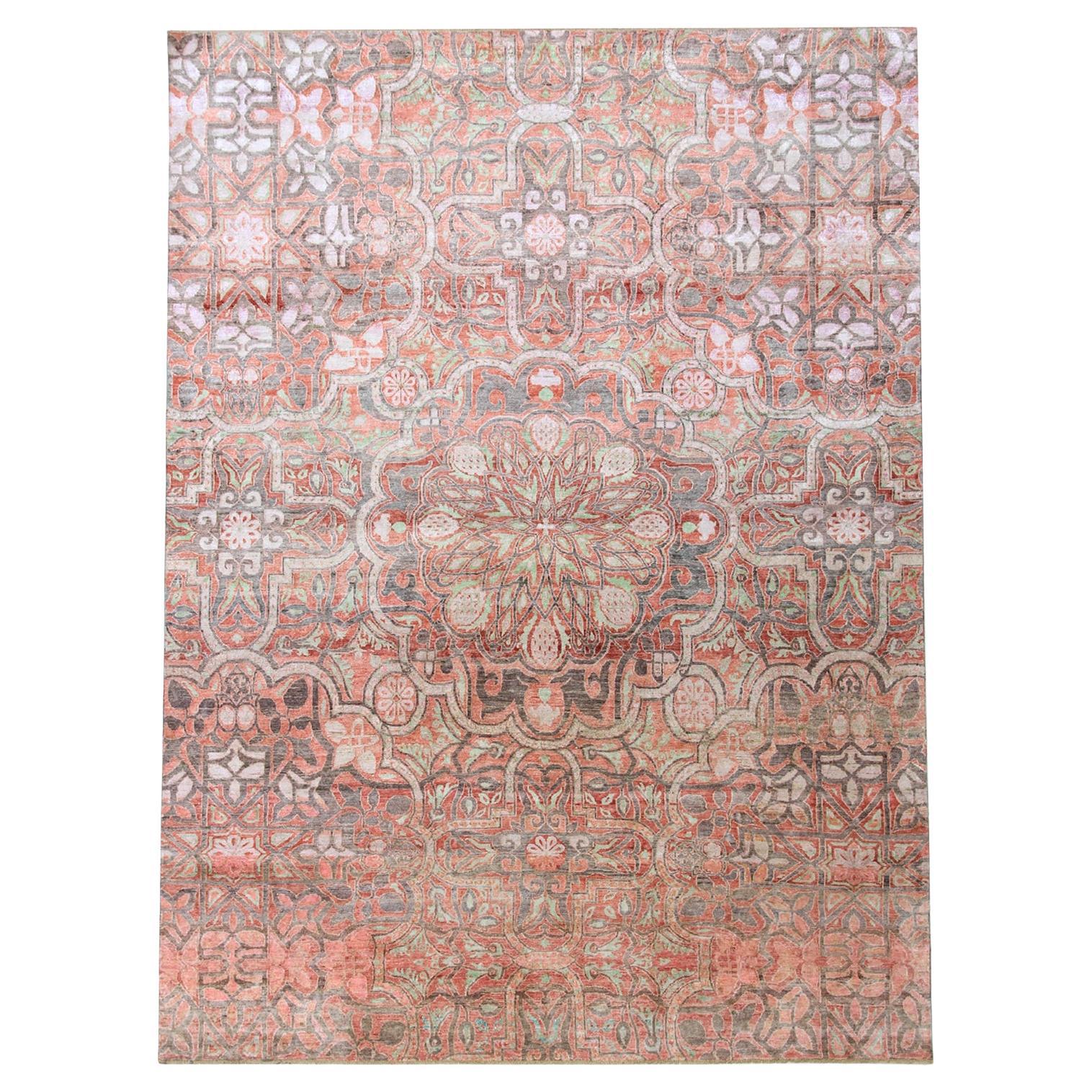 Tapis rose Alchemy transitionnel en soie - 8'8" x 12'3"