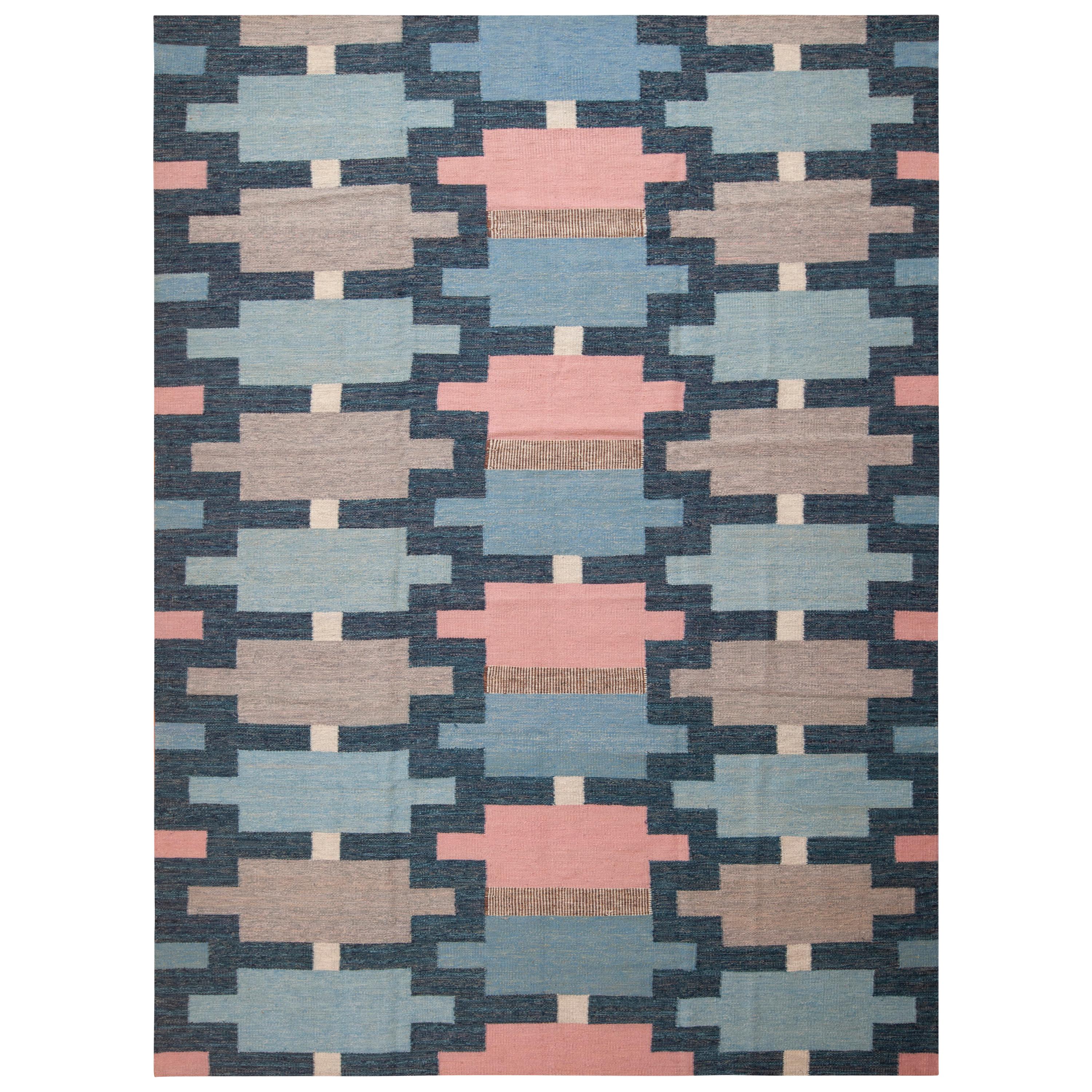 abc carpet Pink & Blue Swedish Inspired Wool Rug - 9'3" x 12'3"
