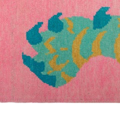 abc carpet Pink Contemporary Tiger Wool Rug - 6'11" x 10'