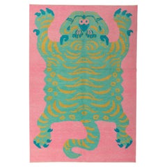 abc carpet Pink Contemporary Tiger Wool Rug - 6'11" x 10'
