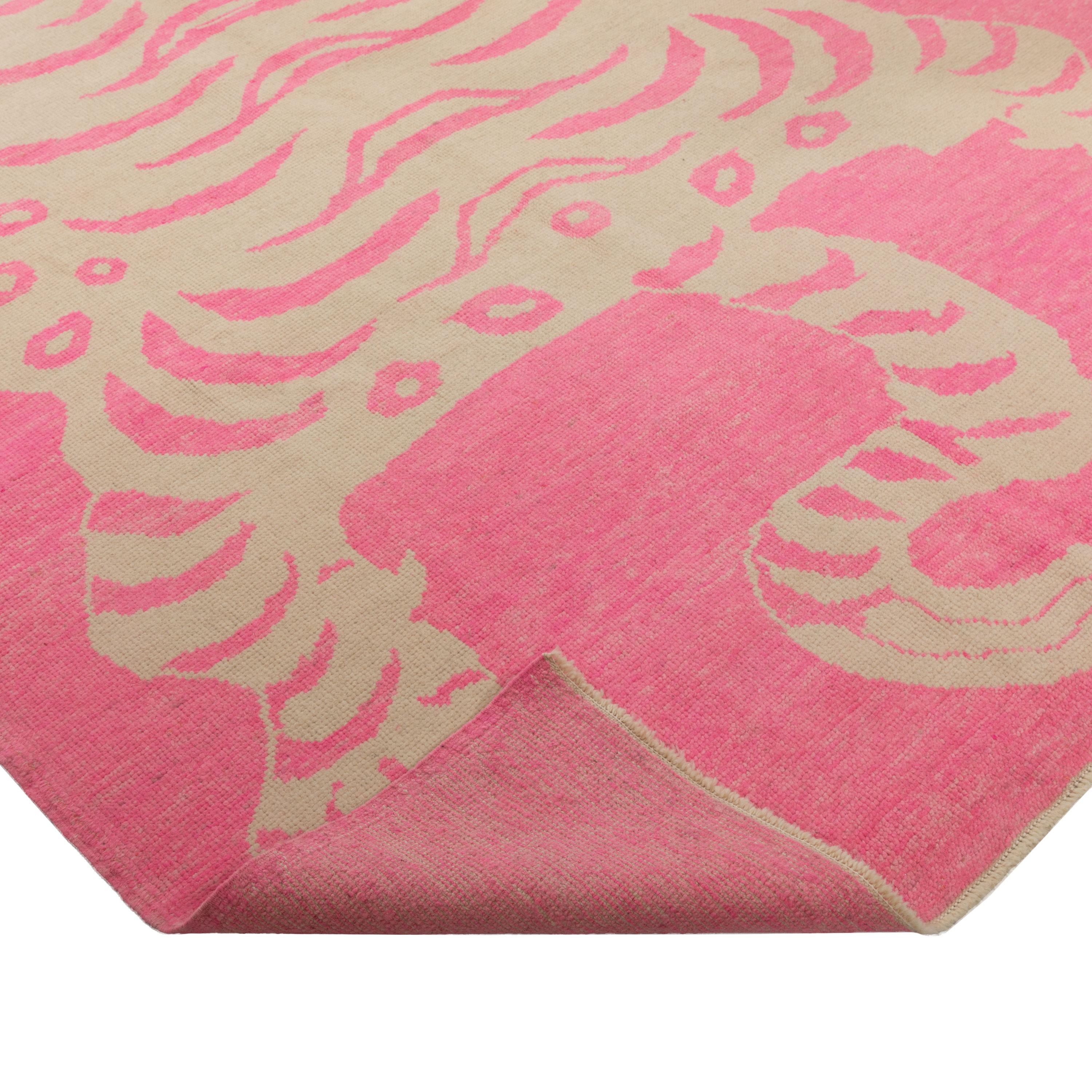 Modern abc carpet Pink Contemporary Tiger Wool Rug - 6'9