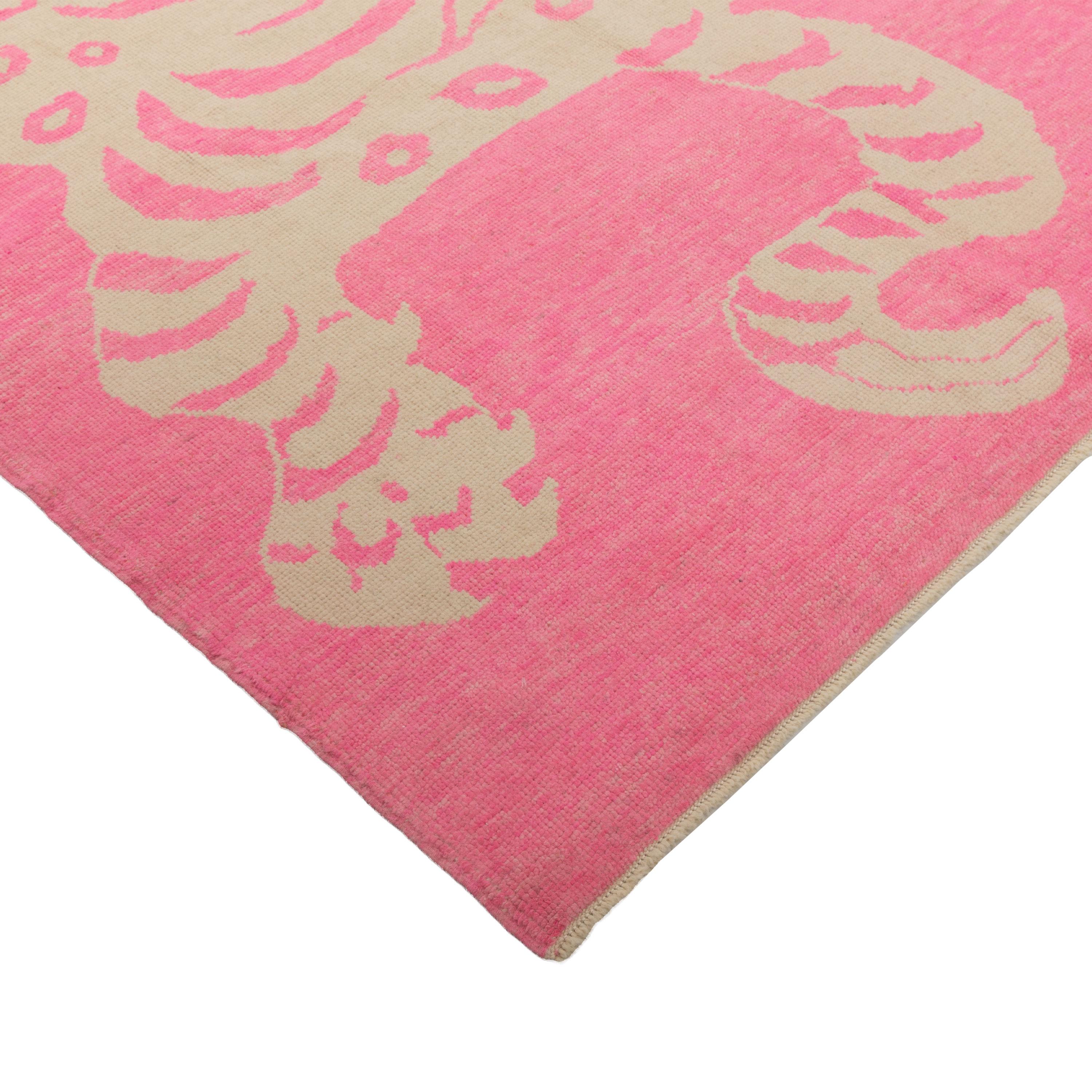 Turkish abc carpet Pink Contemporary Tiger Wool Rug - 6'9