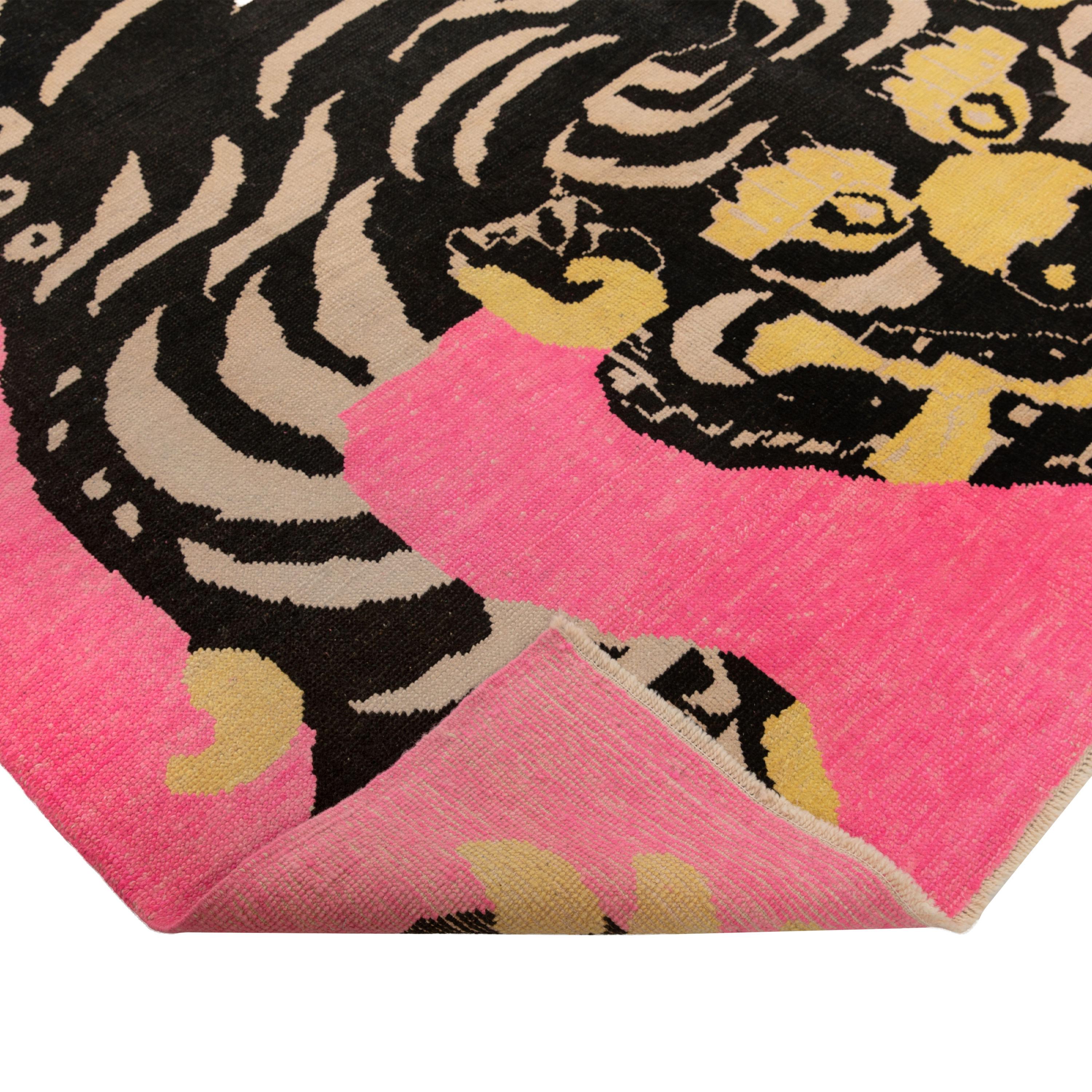 Modern abc carpet Pink Contemporary Tiger Wool Rug - 9'5