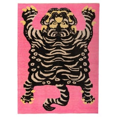 abc carpet Pink Contemporary Tiger Wool Rug - 9'5" x 12'4"