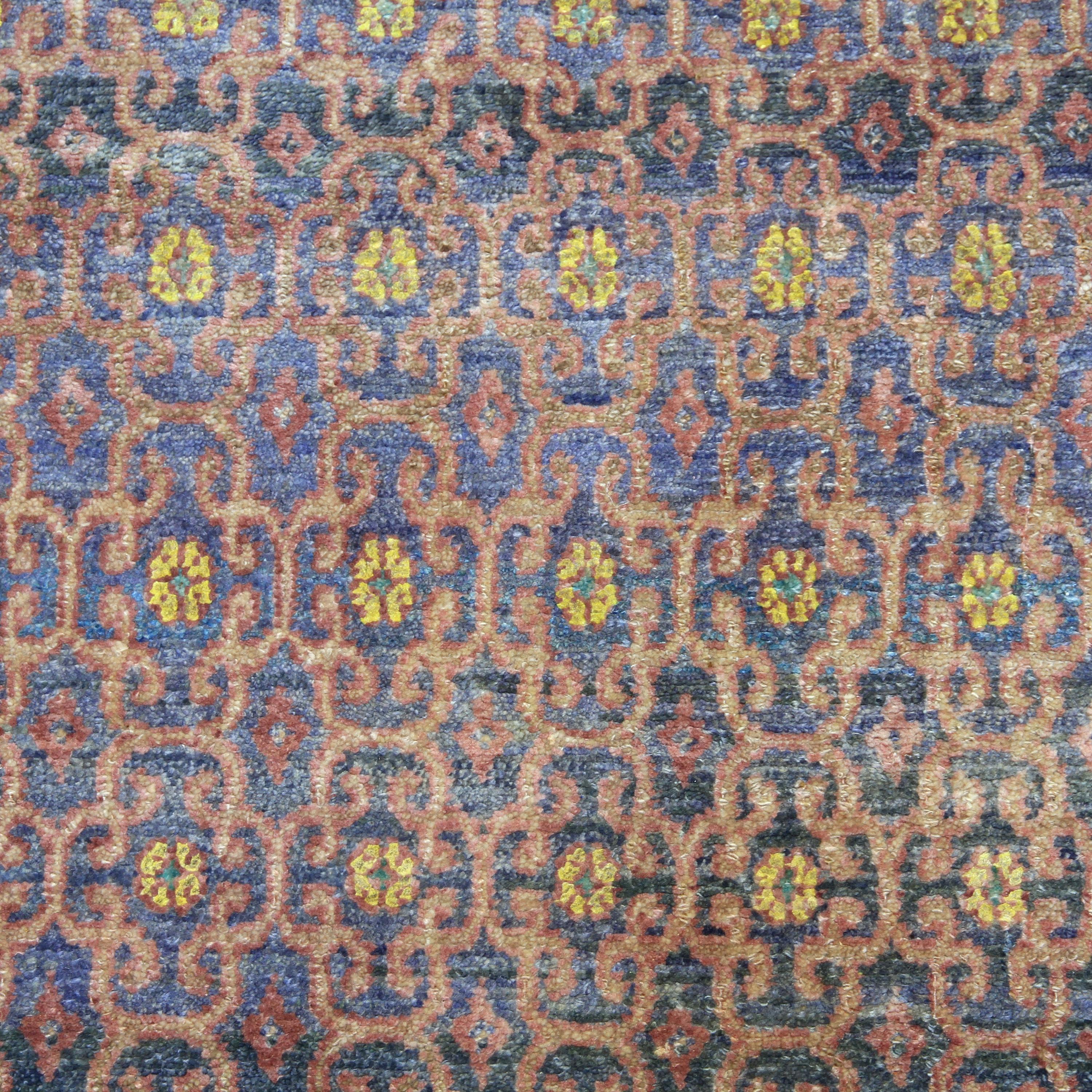 Annodato a mano Tappeto abc Viola e Rosa Transitional in misto lana e seta - 8' x 10'6