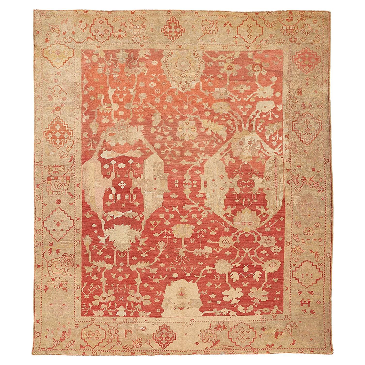 abc carpet Red Antique Turkish Oushak Rug - 10'1" x 12'9"