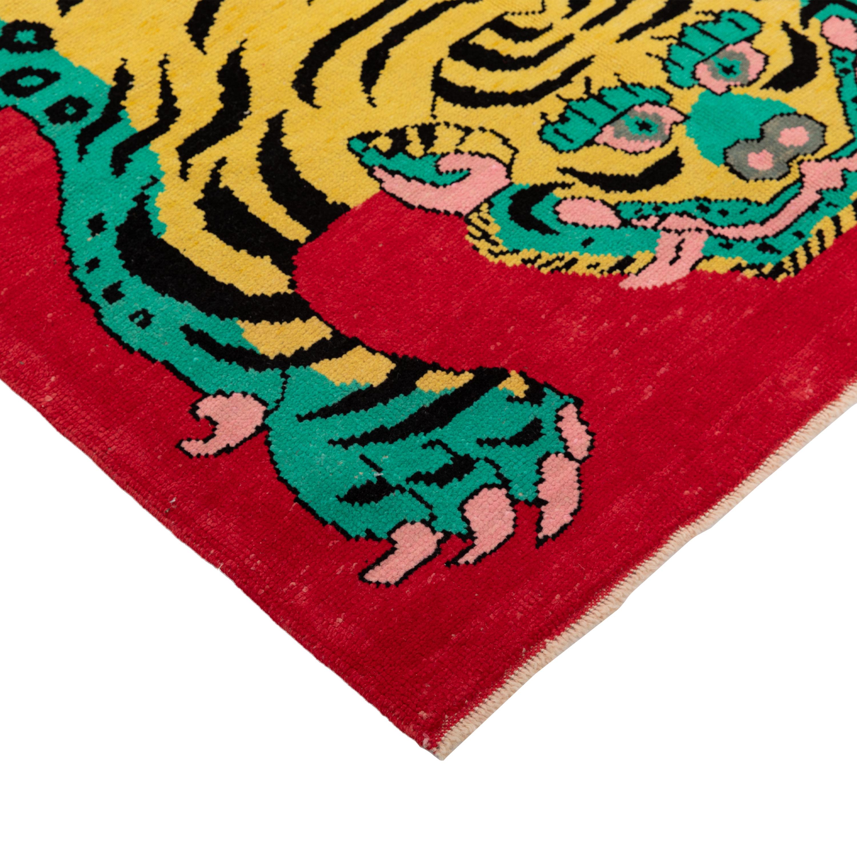 Turc abc carpet Tapis en laine tigré contemporain rouge - 5'8