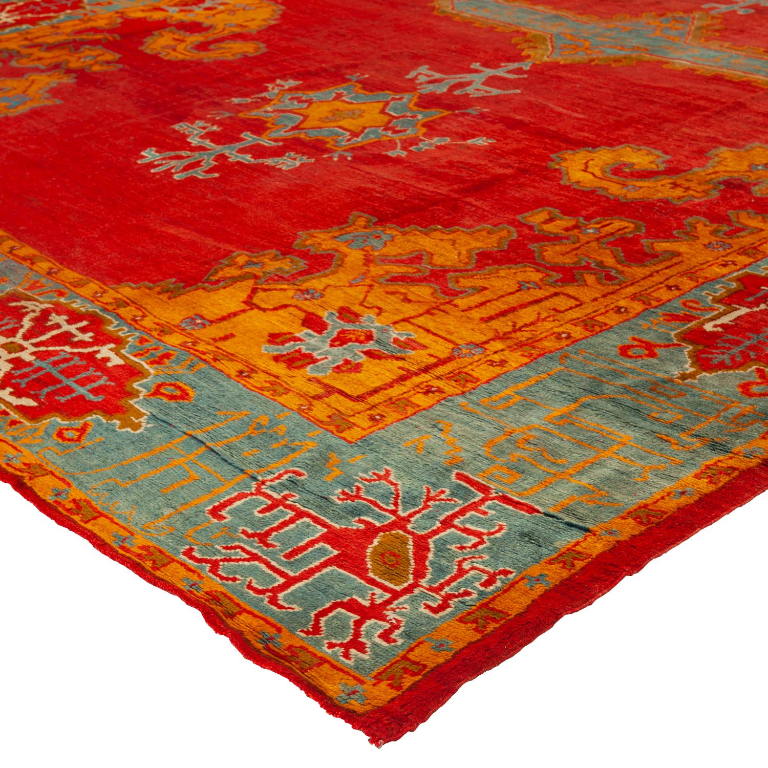 Oushak abc carpet Red Vintage Traditional Anatolian Wool Rug - 12