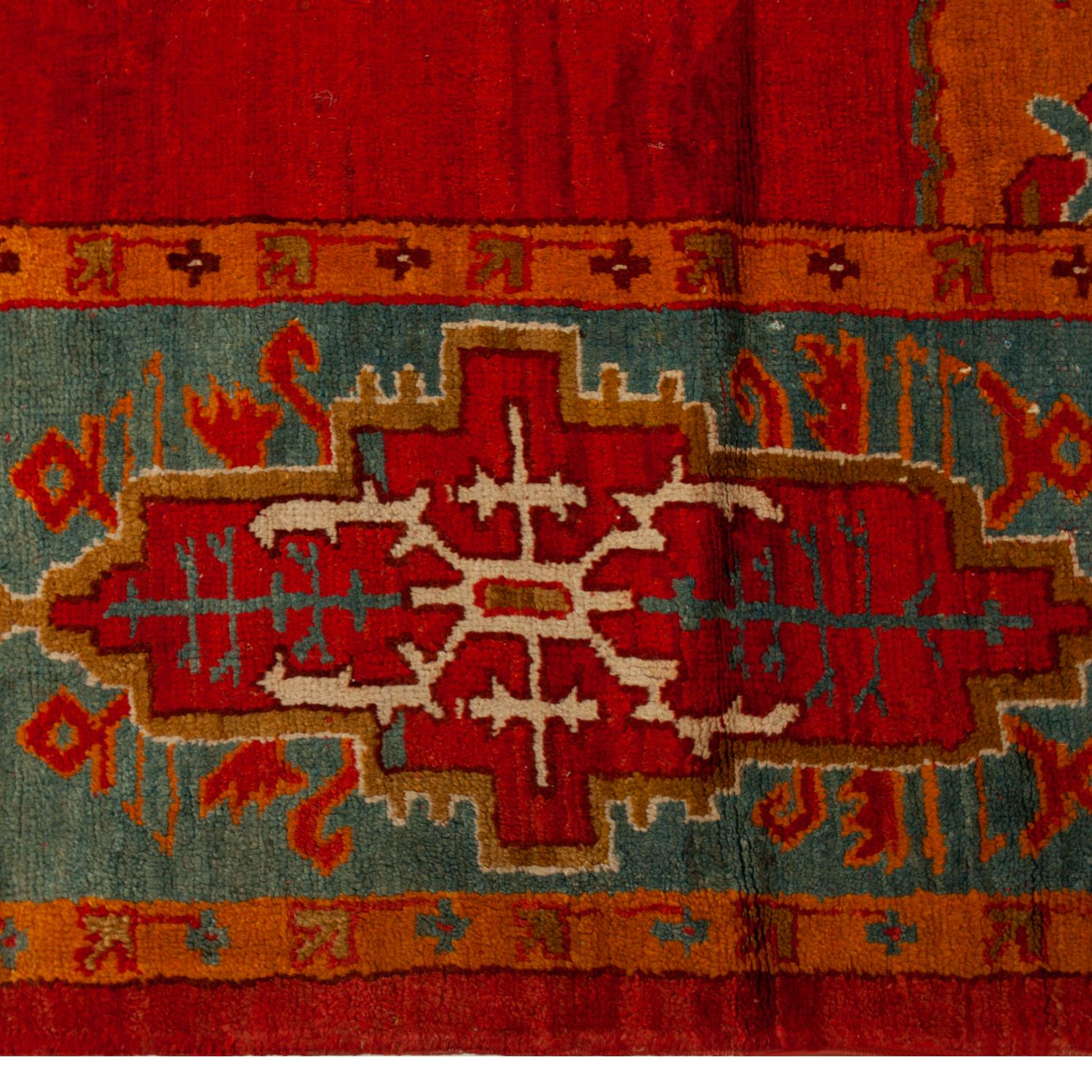 Hand-Knotted abc carpet Red Vintage Traditional Anatolian Wool Rug - 12