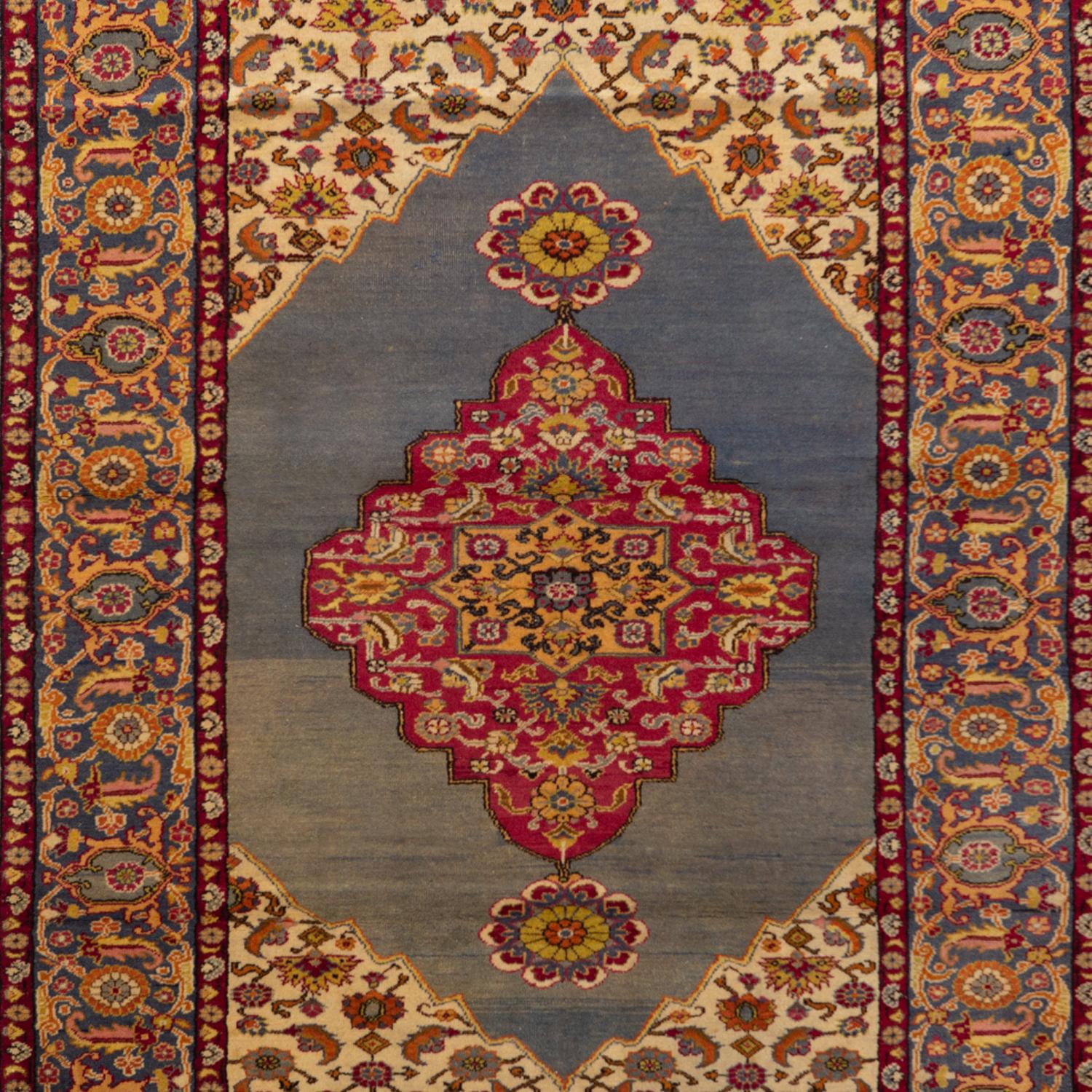 Featuring a timeless medallion design, this Vintage Traditional Anatolian Wool Rug - 3'11