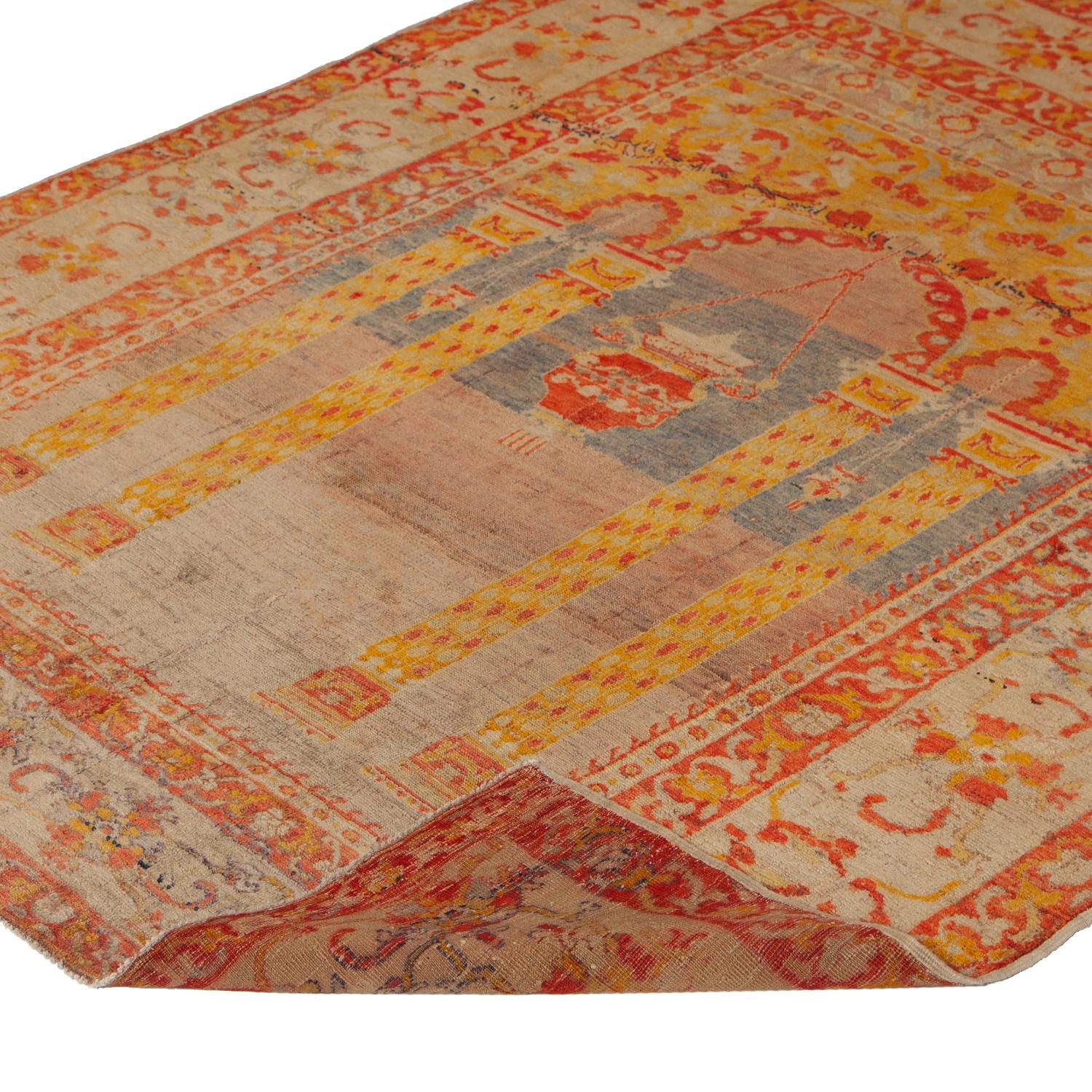 Moroccan abc carpet Vintage Traditional Anatolian Wool Rug - 4'5