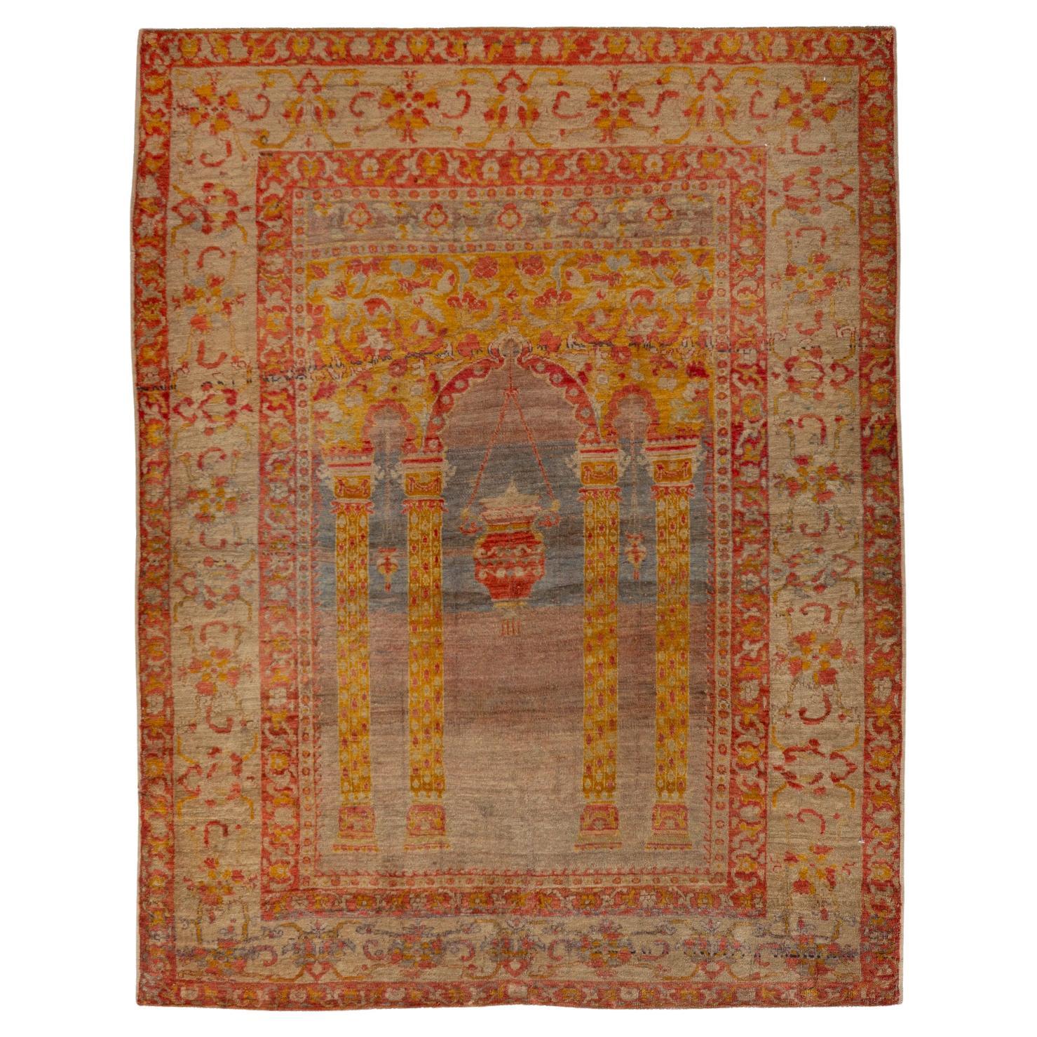abc Teppich Vintage Traditioneller Anatolischer Wollteppich - 4'5" x 5'4" im Angebot