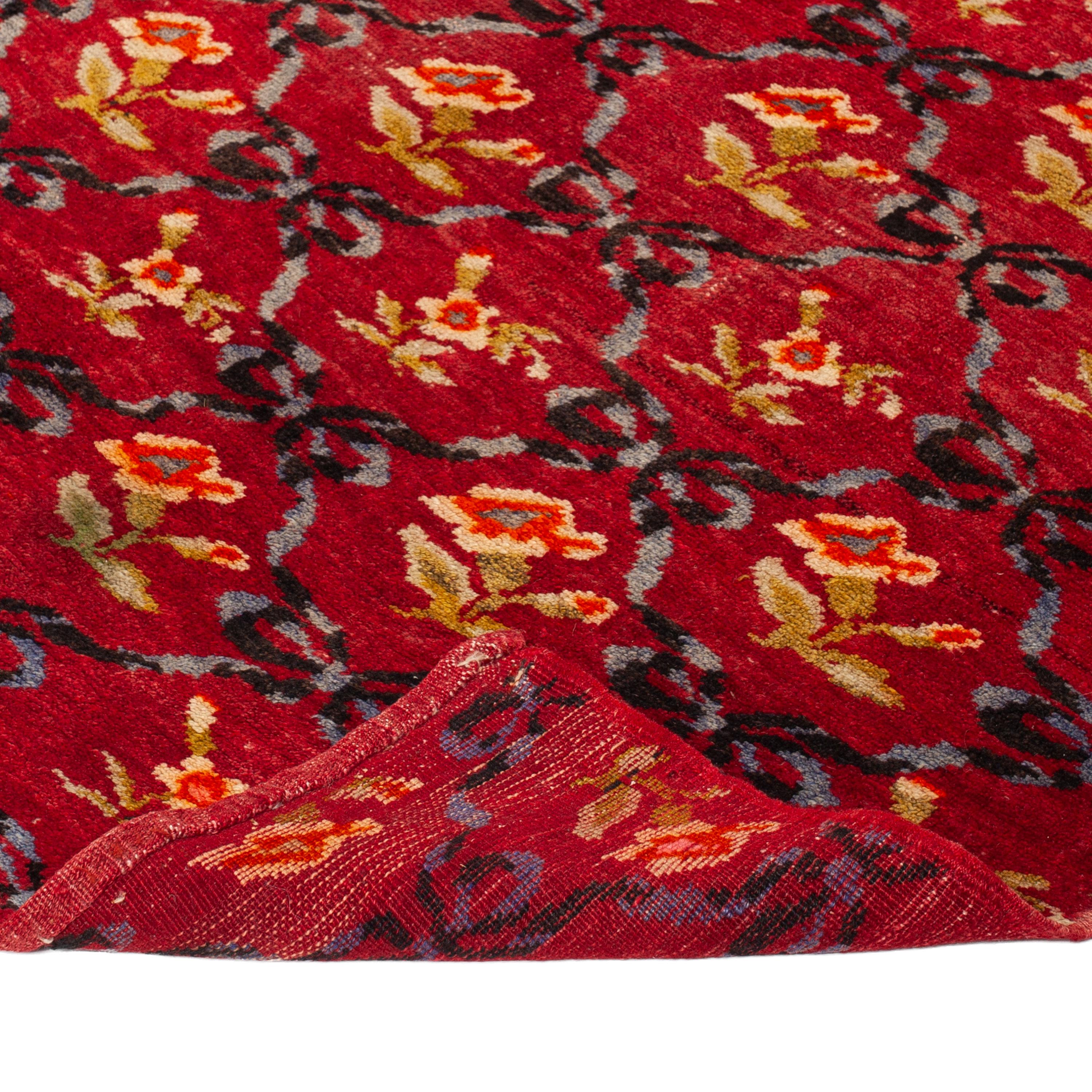 Hand-Knotted abc carpet Vintage Traditional Kars Runner - 4'11