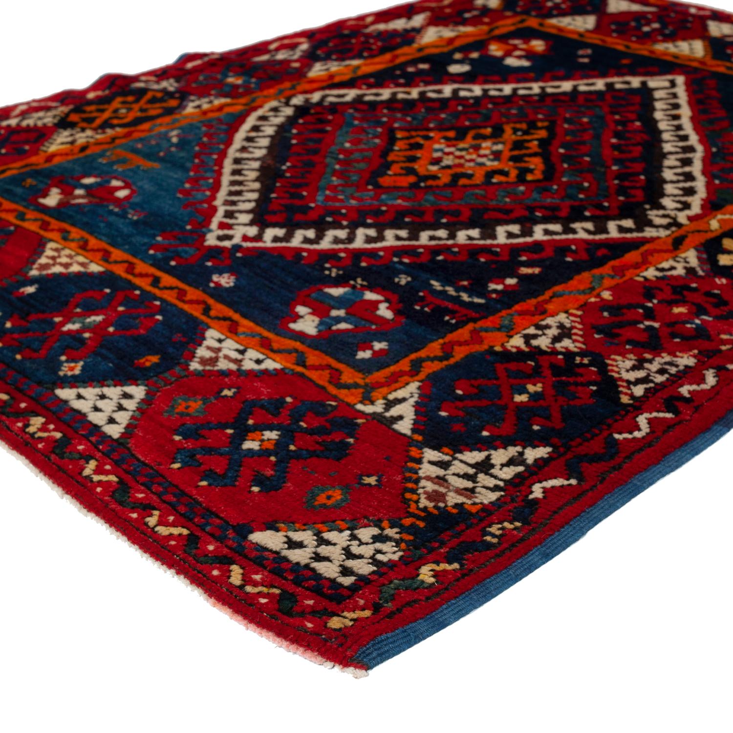 Tribal Tapis traditionnel vintage en laine abc - 4' x 5'2