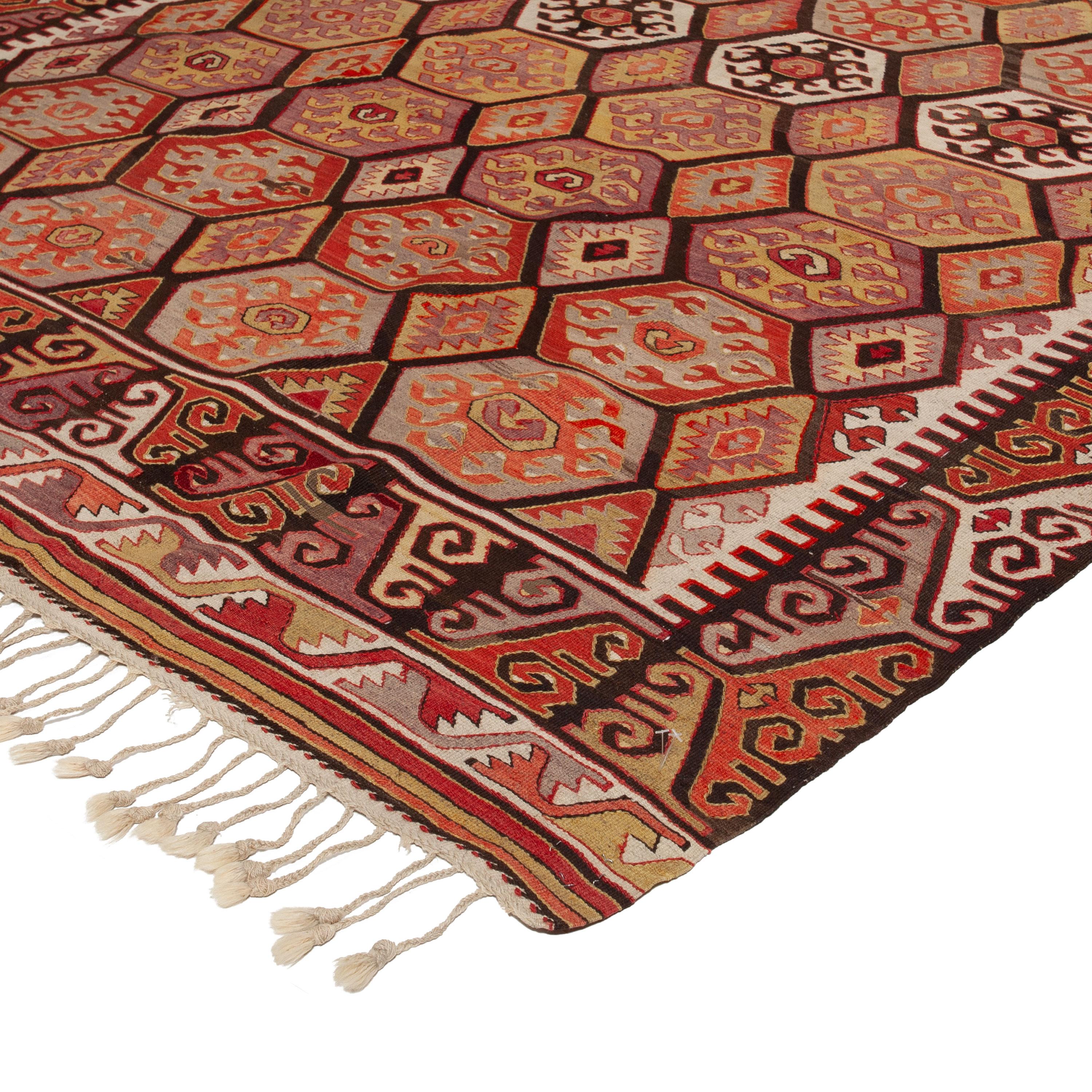 Hand-Knotted abc carpet Vintage Turkish Kilim Rug - 5'9