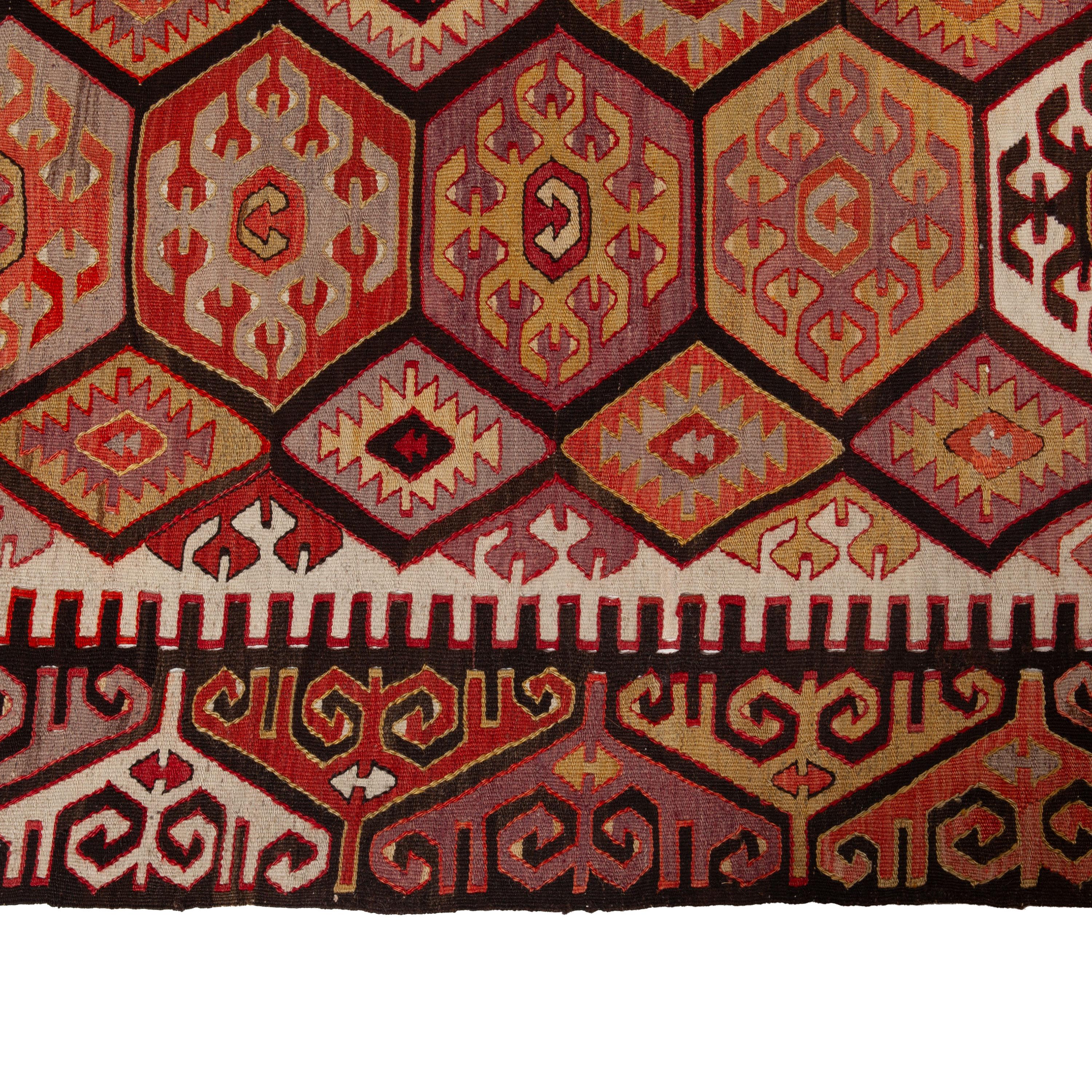 Türkischer Vintage-Kelim-Teppich im abc-Stil - 5'9