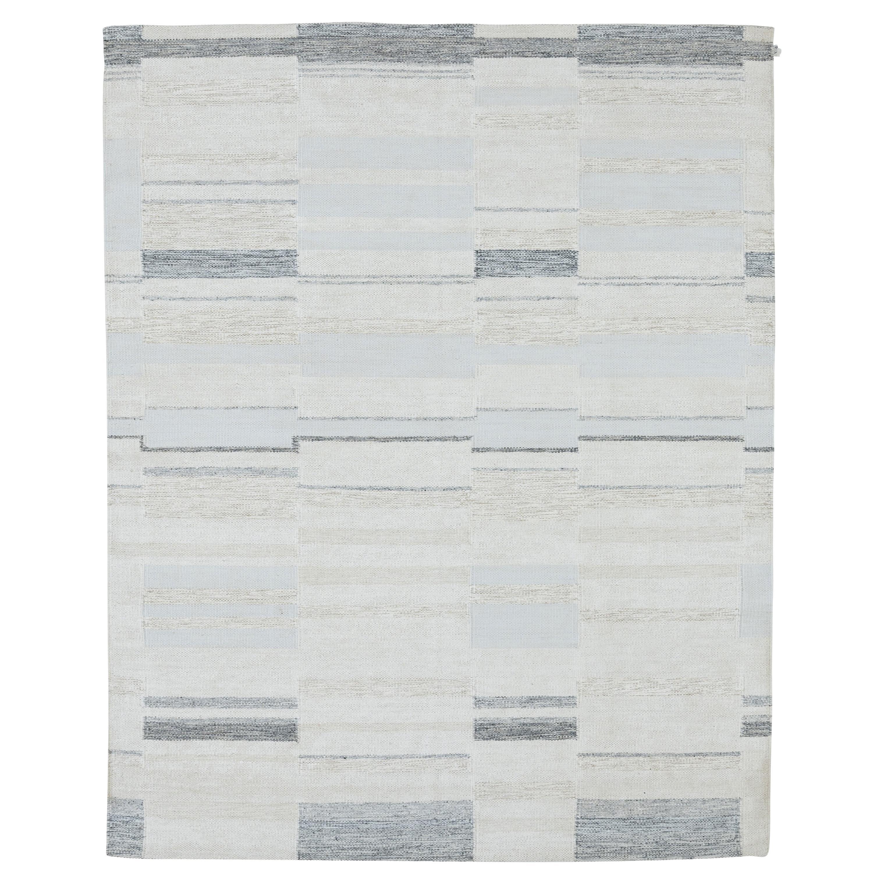 abc carpet White & Grey Swedish Inspired Dhurrie Wool Rug - 8' x 10'