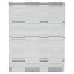 abc carpet Tapis en laine Dhurrie d'inspiration suédoise blanc et gris - 8' x 10'.