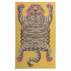 abc carpet Tapis en laine tigré contemporain jaune - 6'8" x 10'6".