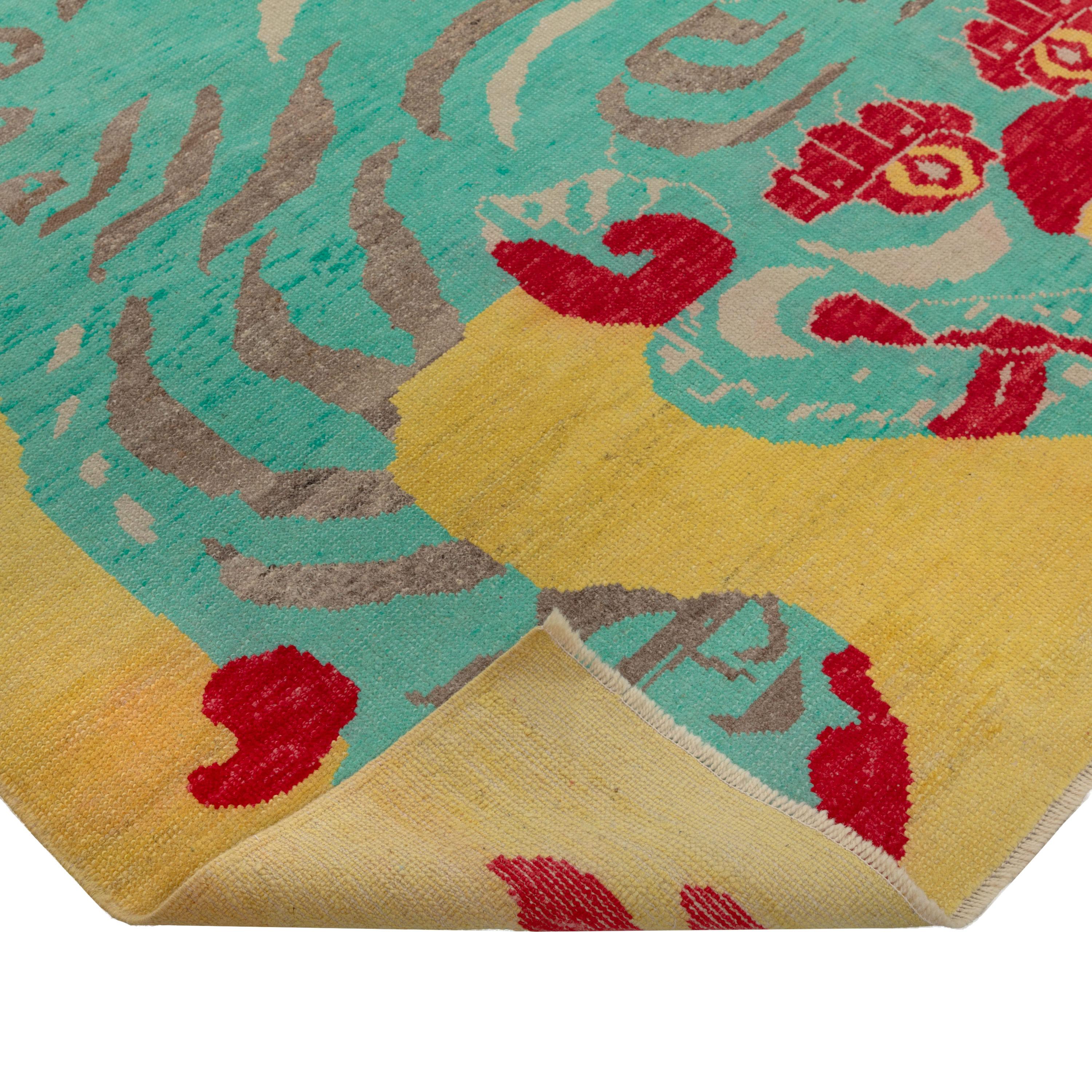 Moderno abc carpet Tappeto in lana tigrata giallo contemporaneo - 9'3