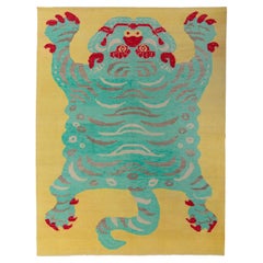 abc carpet Yellow Contemporary Tiger Wool Rug - 9'3" x 12'