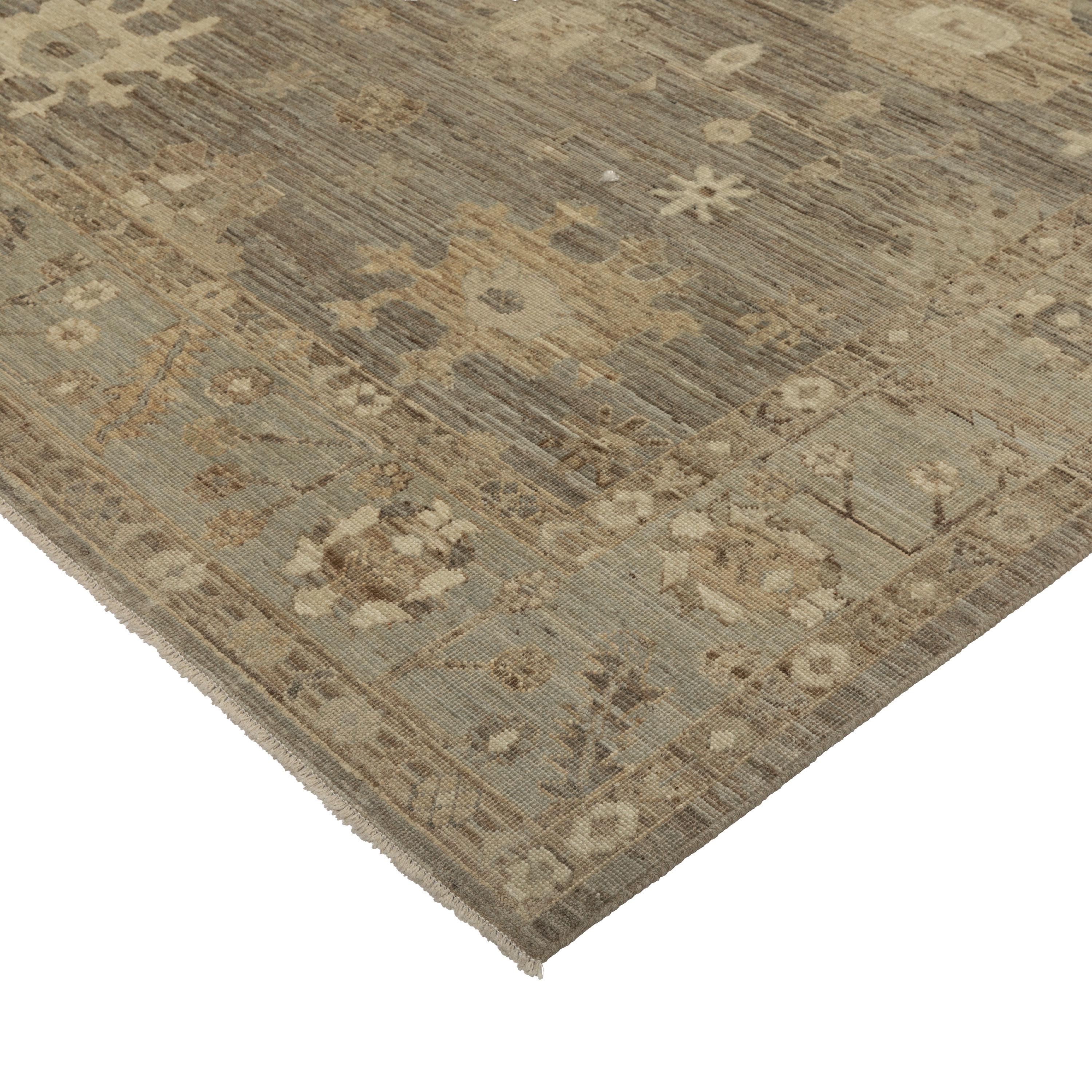 Mid-Century Modern Tapis traditionnel Zameen multicolore - 7'8