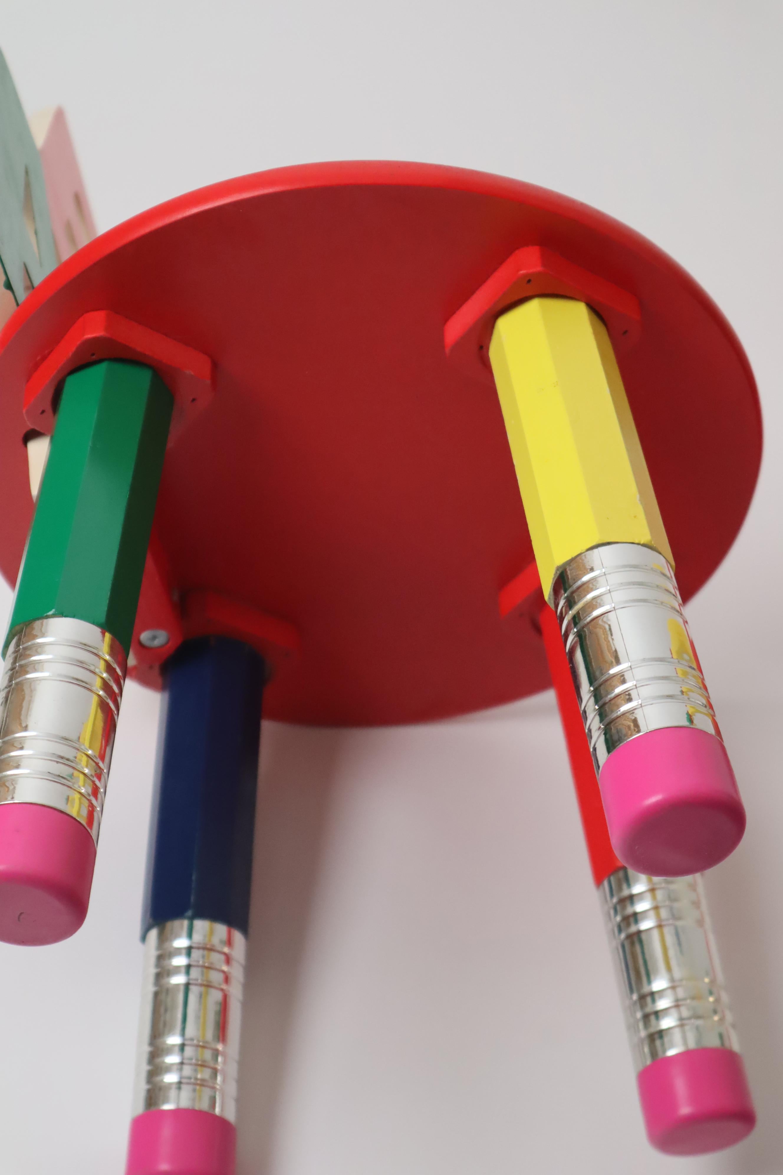 ABC Children's Chairs with Coat Rack Set in the form of Pencils, France 1980s For Sale 2