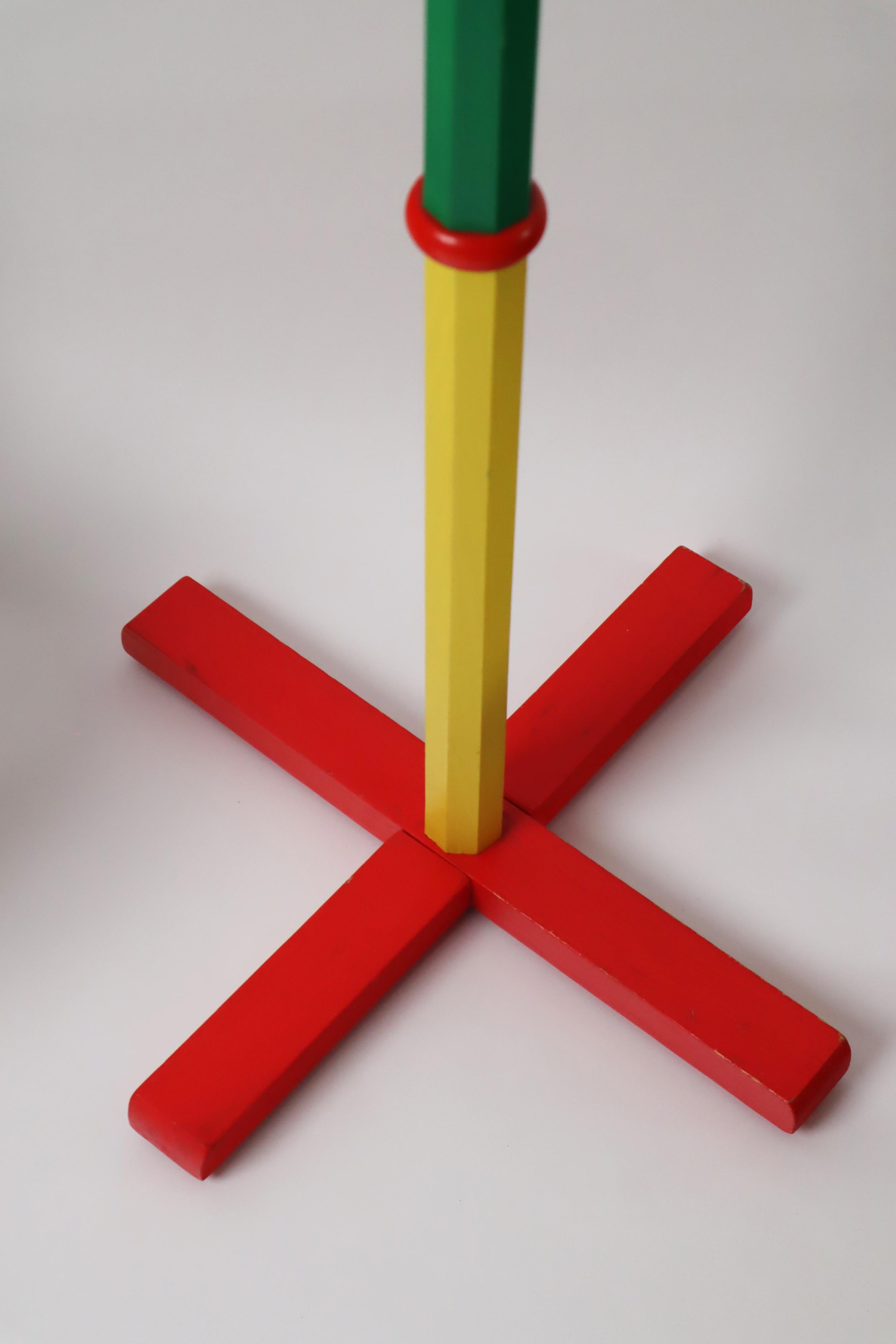Metal ABC Children's Chairs with Coat Rack Set in the form of Pencils, France 1980s For Sale