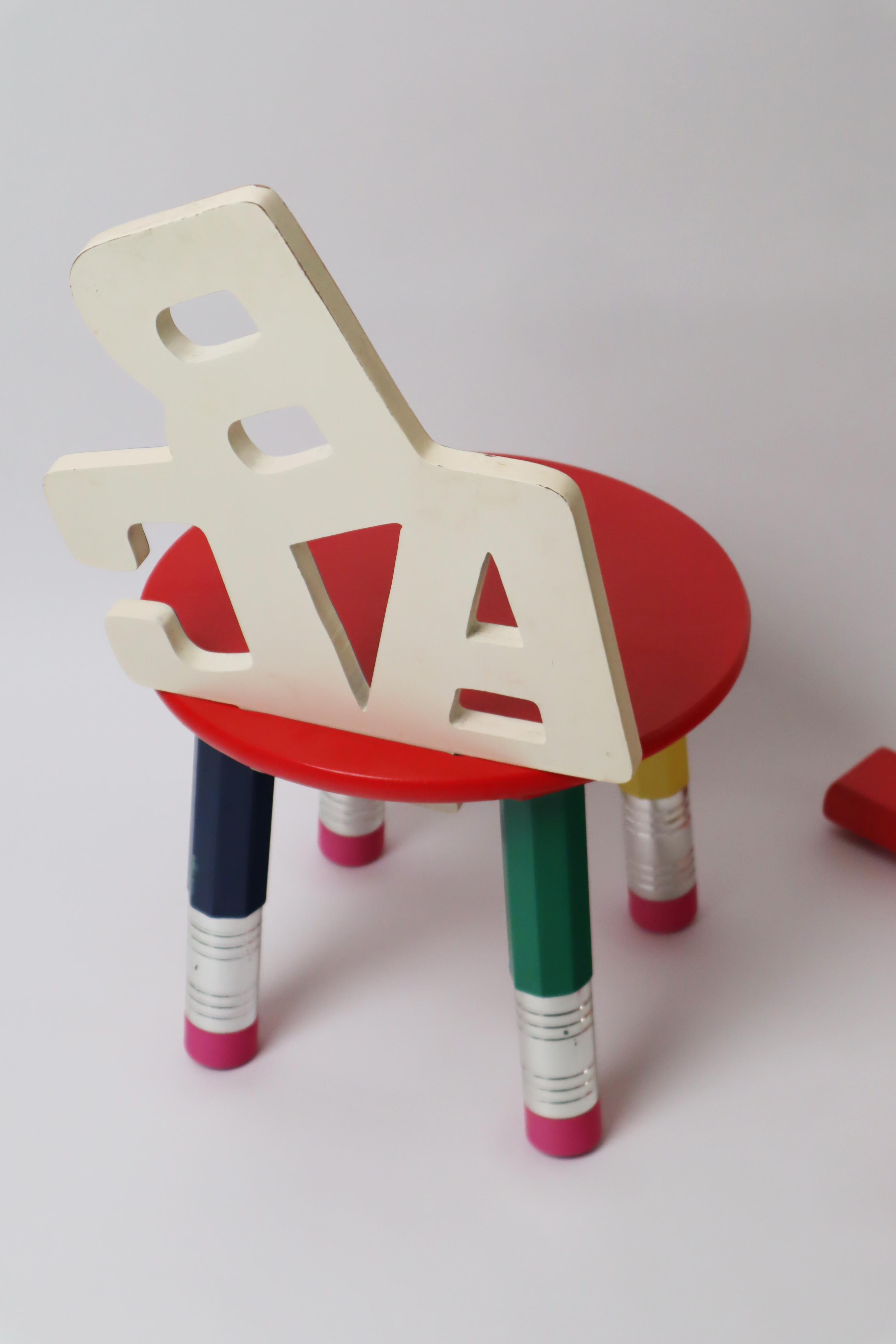 ABC Children's Chairs with Coat Rack Set in the form of Pencils, France 1980s For Sale 1