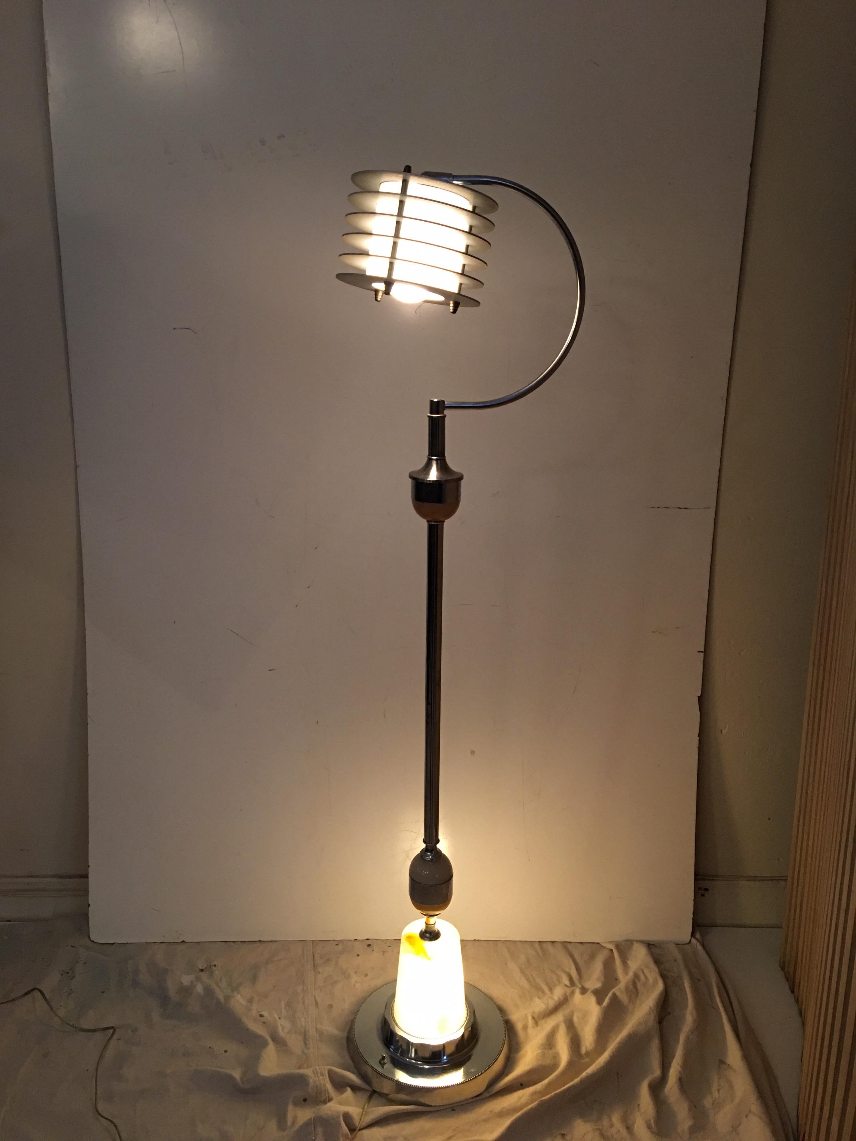 ABCO Art Deco Chrome Floor Lamp with Light Up Base 2