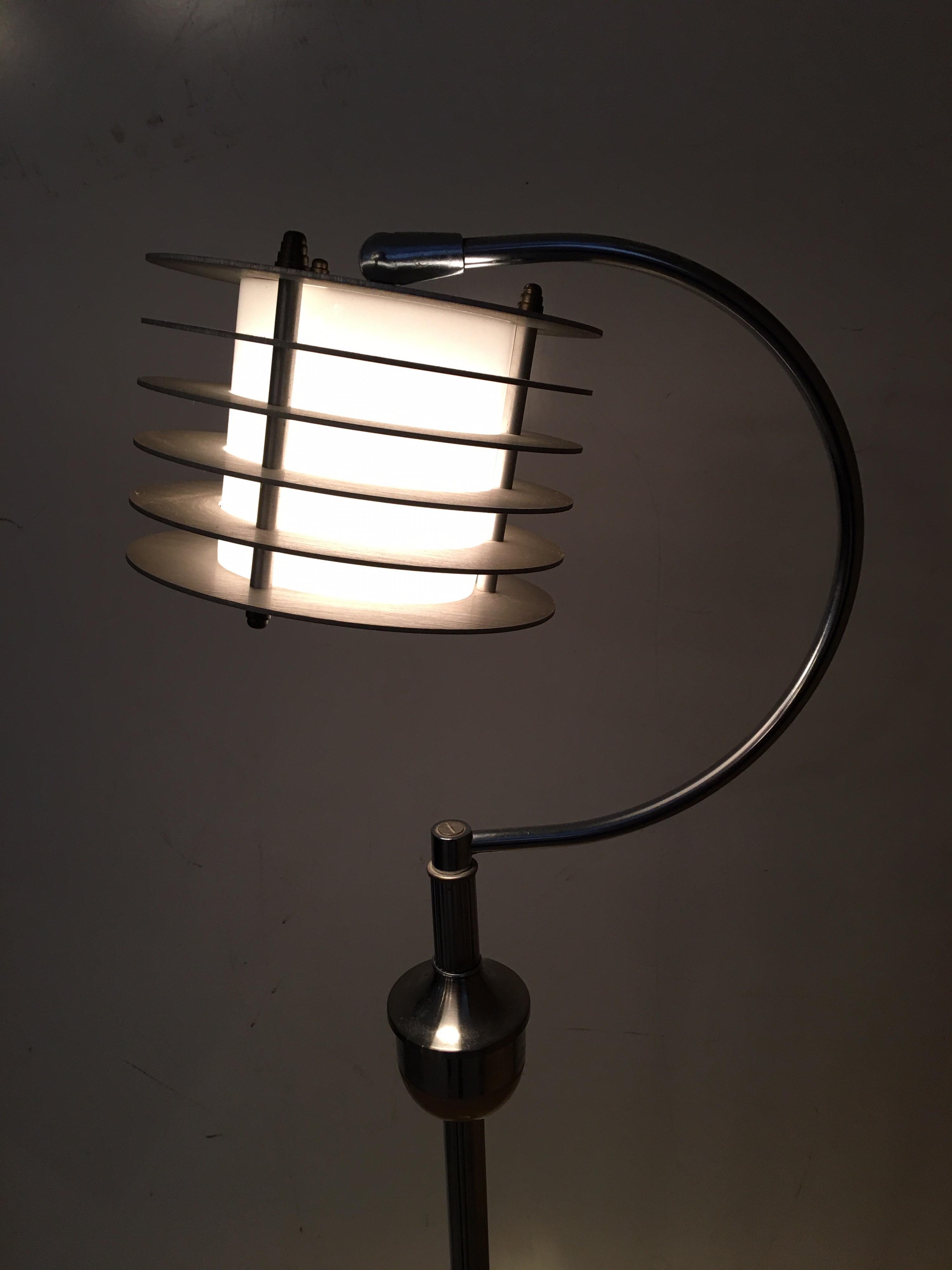 Art Glass ABCO Art Deco Chrome Floor Lamp with Light Up Base