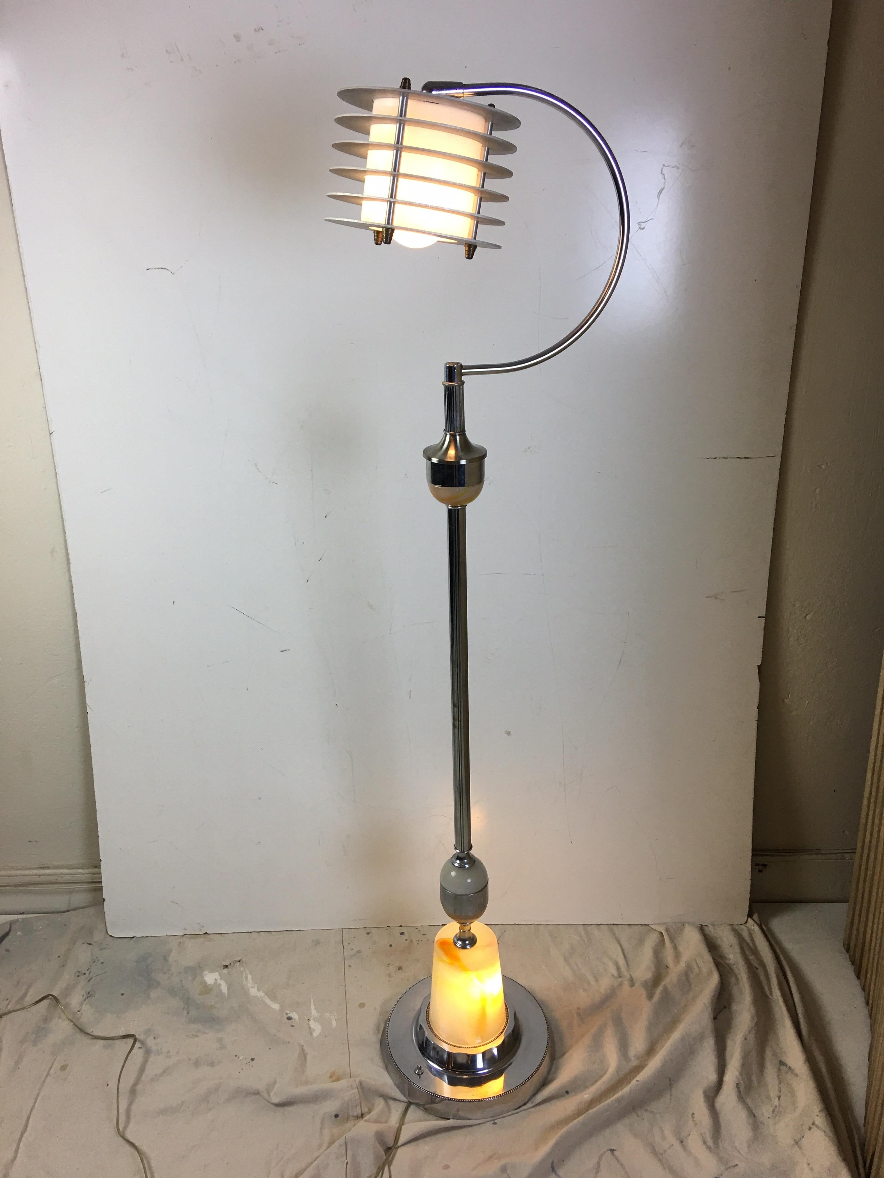 ABCO Art Deco Chrome Floor Lamp with Light Up Base 1