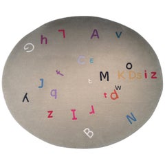 'ABCs' Handtufted Wool Grey and Multicolor Children's Oval Rug by Groundplans