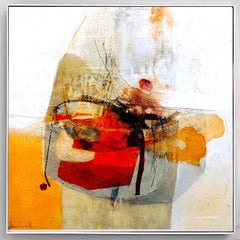 Untitled Abstract Painting by Abdel Aziz Lourhraz, Mixed Media, Oil on Canvas