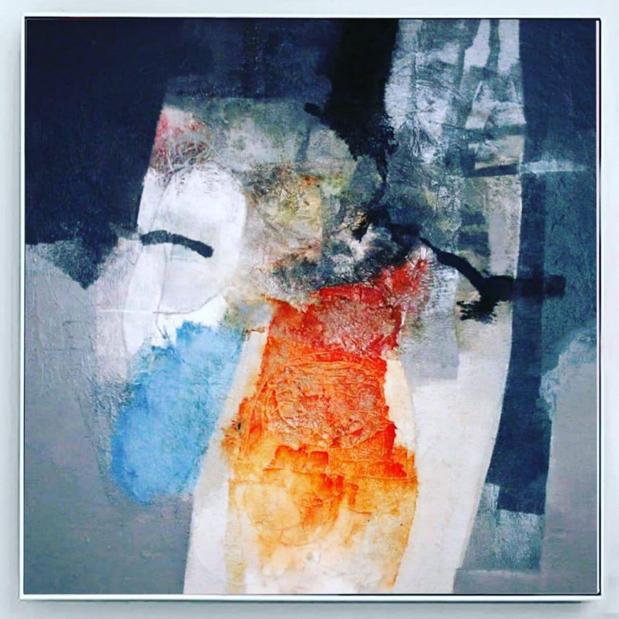 Pittura astratta senza titolo di Abdel Aziz Lourhraz, tecnica mista, olio su tela - Painting di Abdel Aziz Lourhraz 