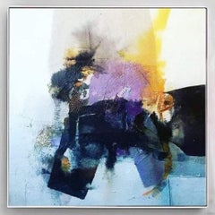 Untitled Abstract Painting by Abdel Aziz Lourhraz, Mixed Media, Oil on Canvas