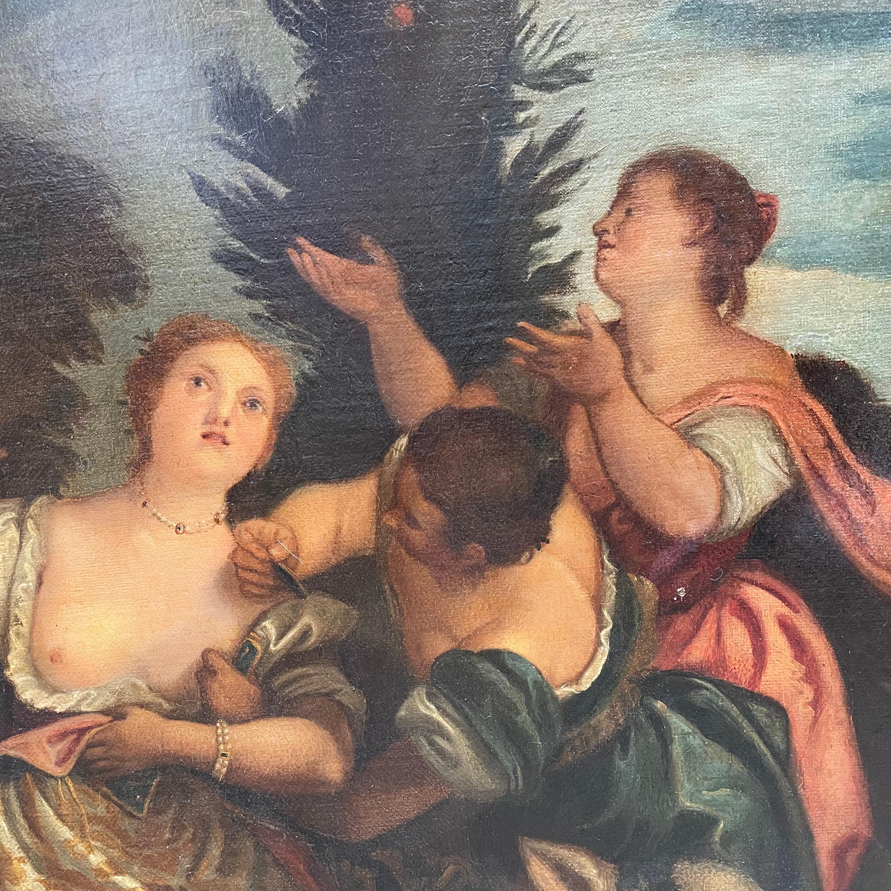 Ein großes italienisches Gemälde aus dem 19. Jahrhundert, das die Entführung der Europa darstellt, inspiriert von Ovids Geschichte in den Metamorphosen - der Vergewaltigung der Europa, der berühmten mythologischen Legende von Zeus und Europa, der