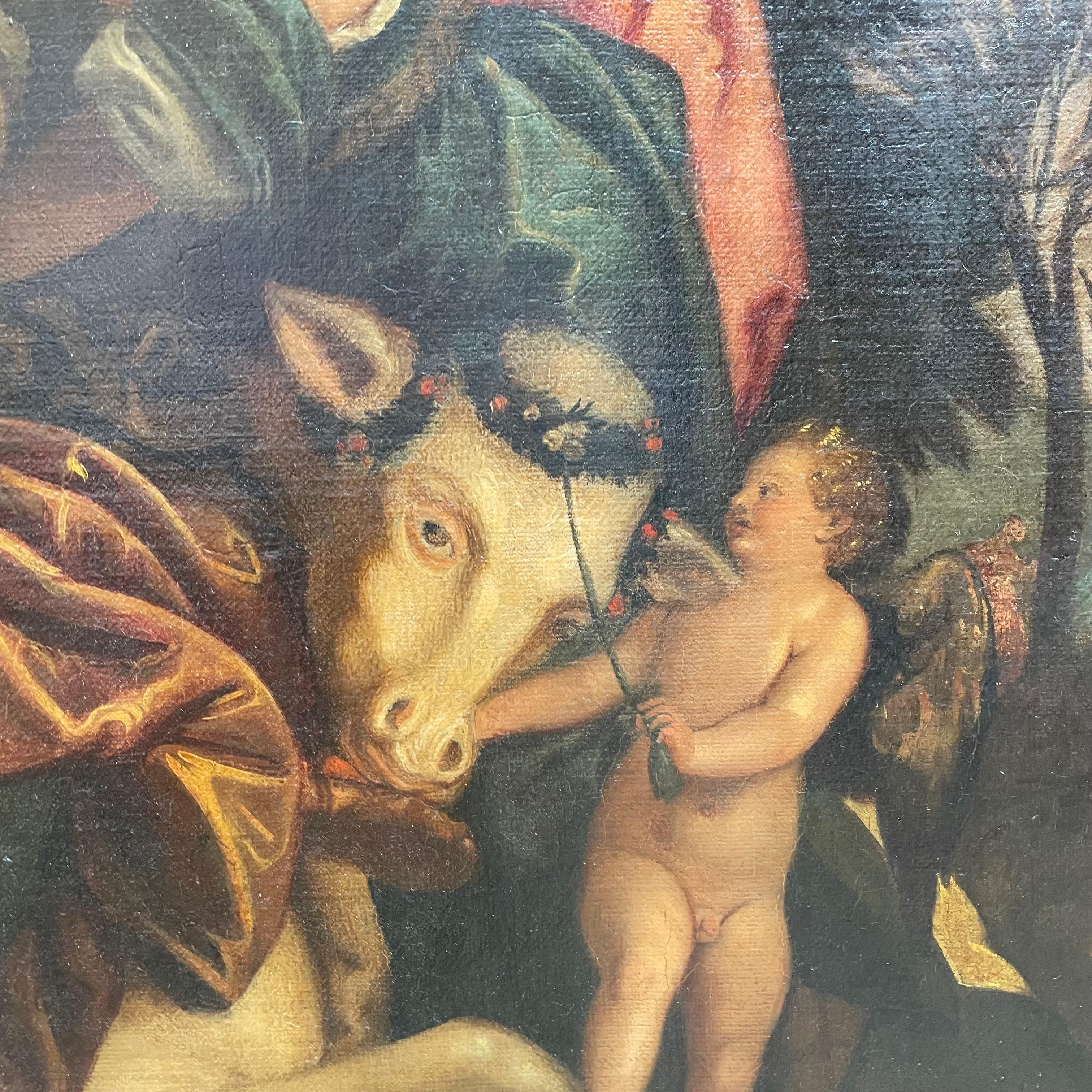 European 19th Century Italian Large Mythological Painting Abduction of Europa 