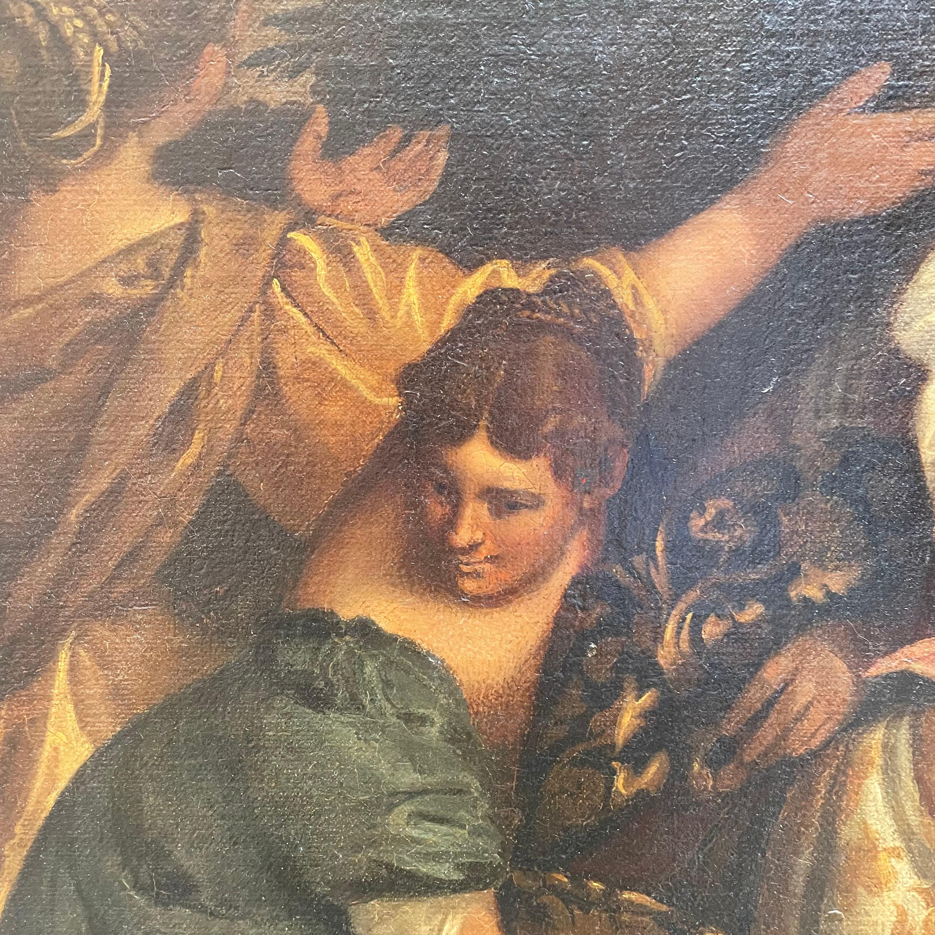 Großes italienisches mythologisches Gemälde der Abduction von Europa aus dem 19. Jahrhundert  (Geschnitzt) im Angebot