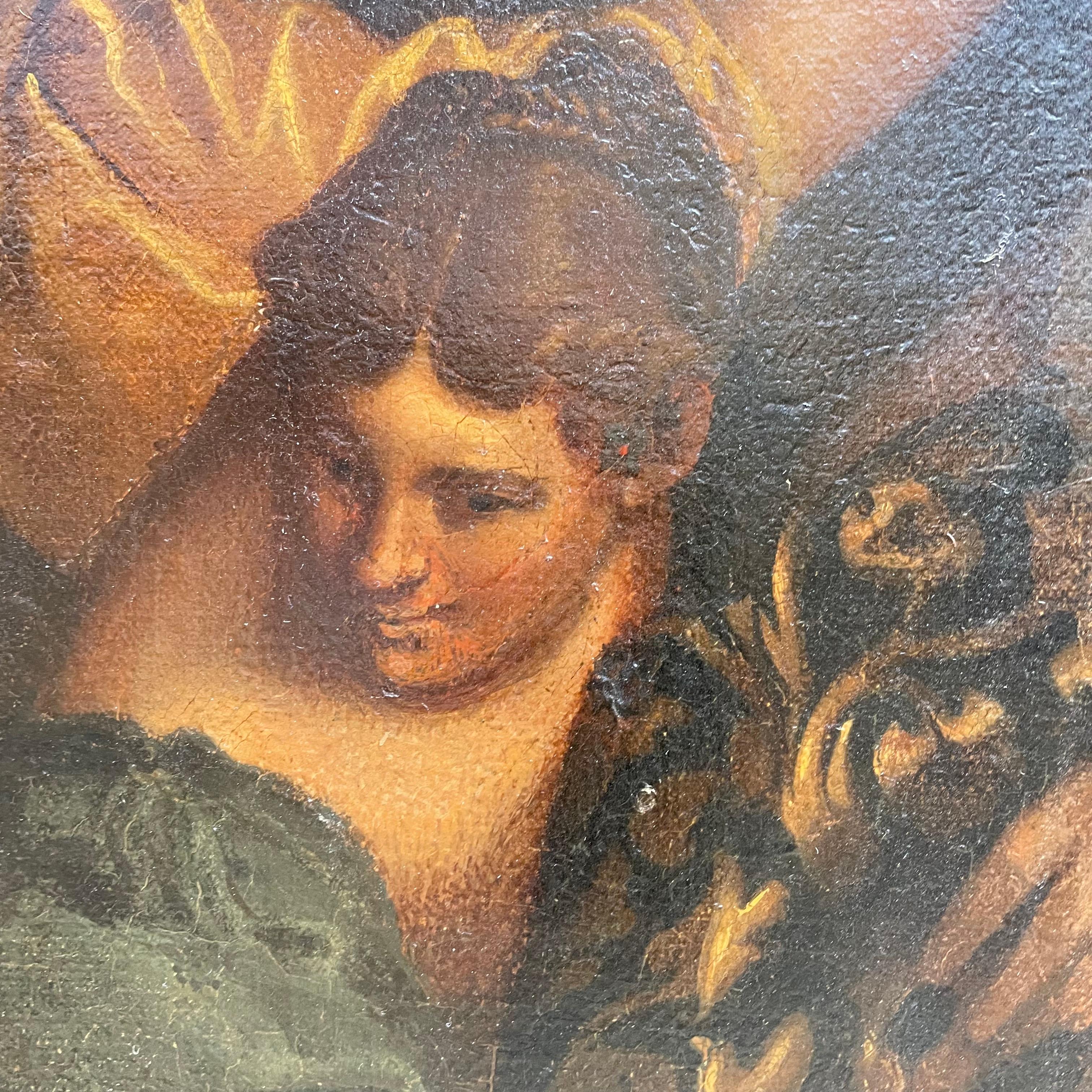 Carved 19th Century Italian Large Mythological Painting Abduction of Europa