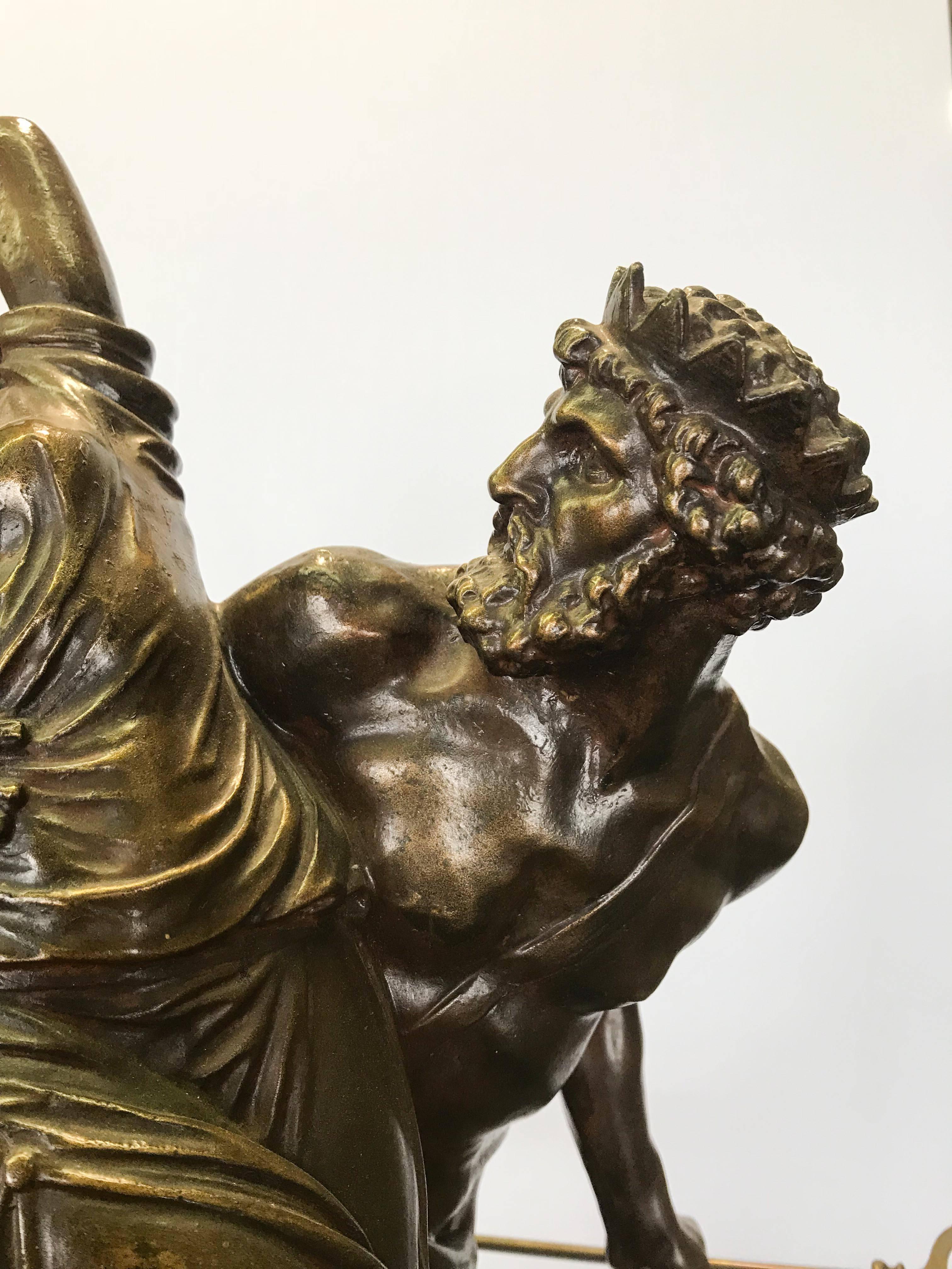 A fine bronze figural group after Michel Claude Clodion (1738-1814). This is a particularly good casting with a fine patina which dates to the mid-19th century. The trident is a replacement as the original was lost. Indistinctly signed at base.