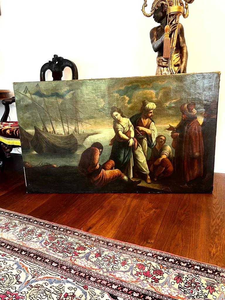 18th Century and Earlier “Abduction of Roxelana-future wife of Sultan Suleiman” Oil on Canvas ca 1680 For Sale