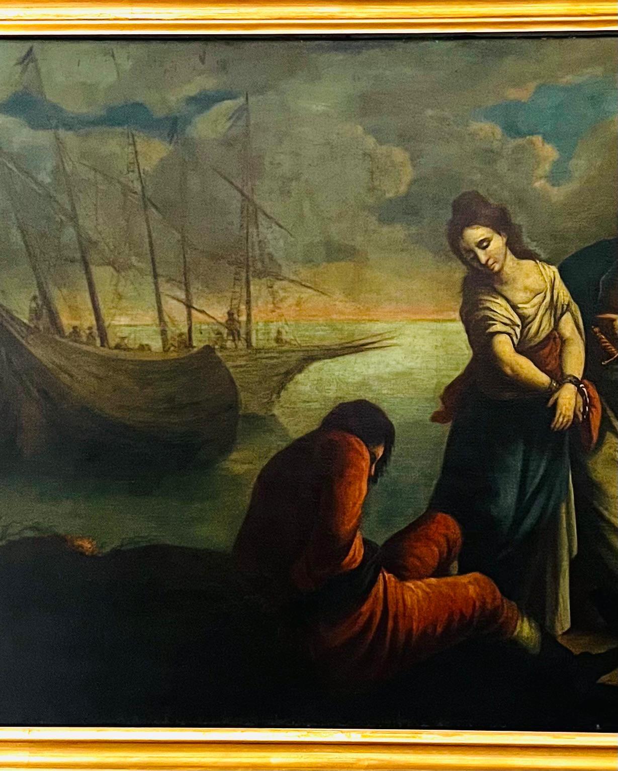 18th Century and Earlier “Abduction of Roxelana-future wife of Sultan Suleiman” Oil on Canvas ca 1680 For Sale
