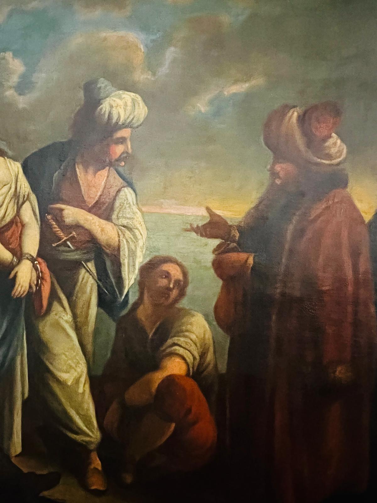 “Abduction of Roxelana-future wife of Sultan Suleiman” Oil on Canvas ca 1680 For Sale 1