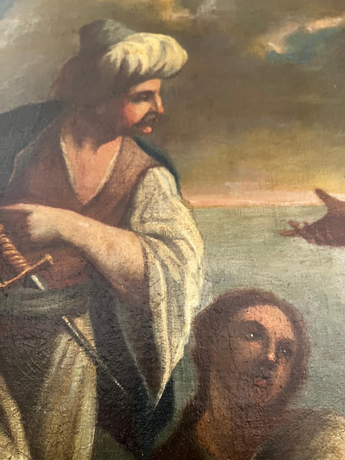 “Abduction of Roxelana-future wife of Sultan Suleiman” Oil on Canvas ca 1680 For Sale 2